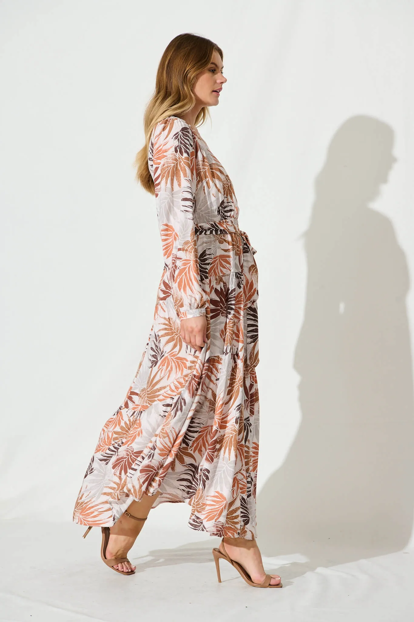 Bridie Maxi Dress In Brown Leaf Print sold by St Frock product image thumbnail 3