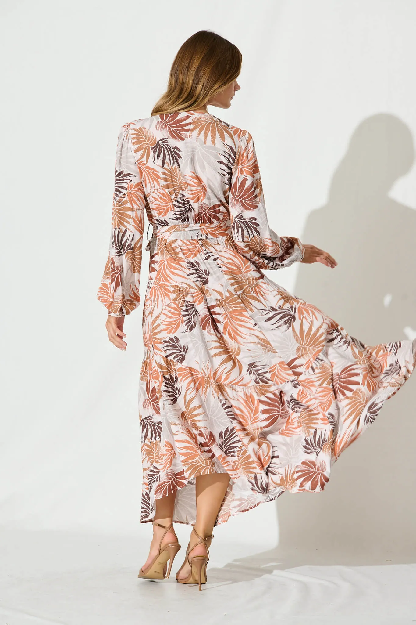 Bridie Maxi Dress In Brown Leaf Print sold by St Frock product image thumbnail 4