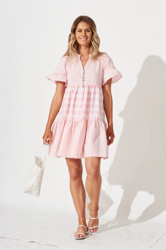 Jacie Smock Dress In Pink Gingham sold by St Frock