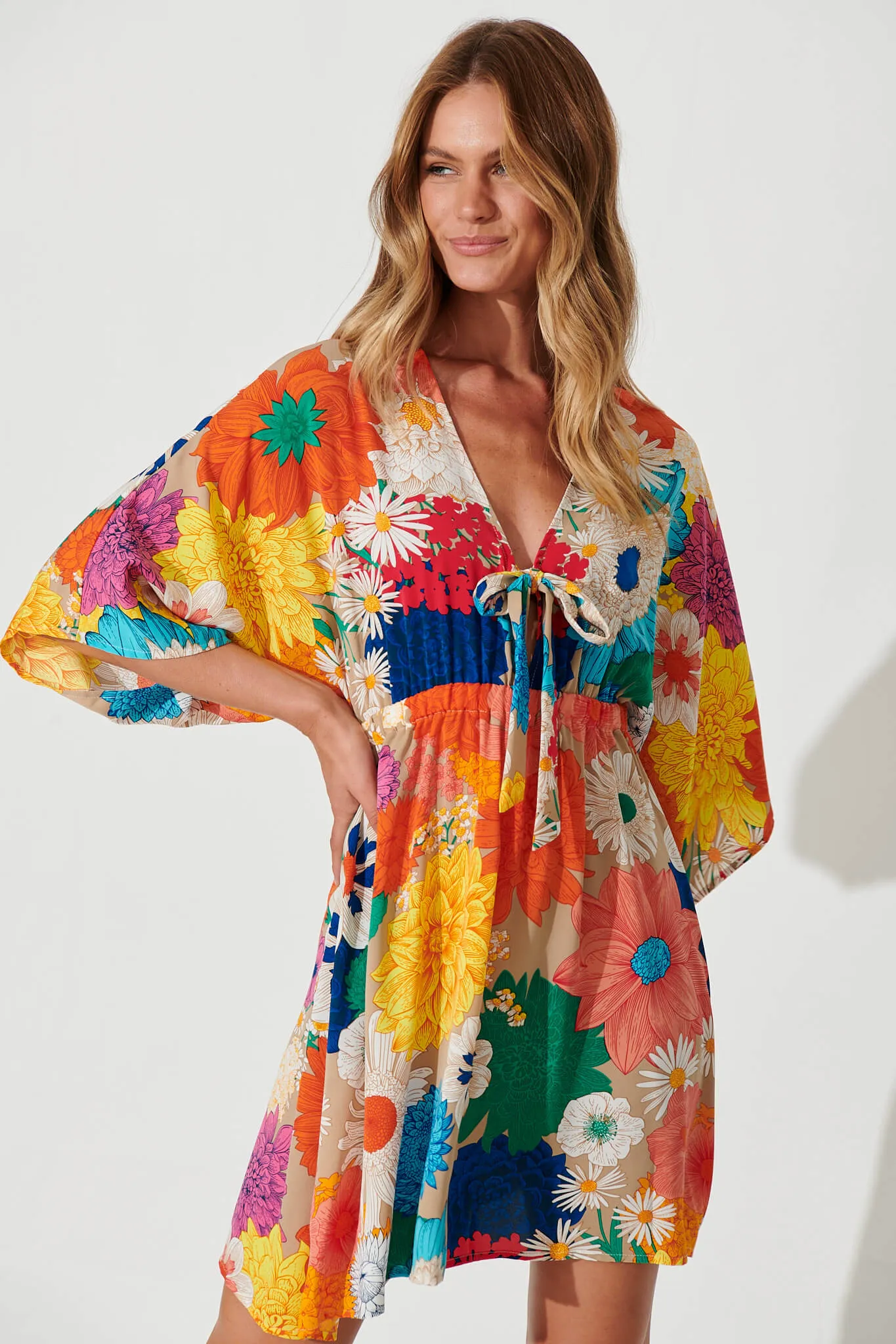 Ava Dress In Bright Multi Floral sold by St Frock