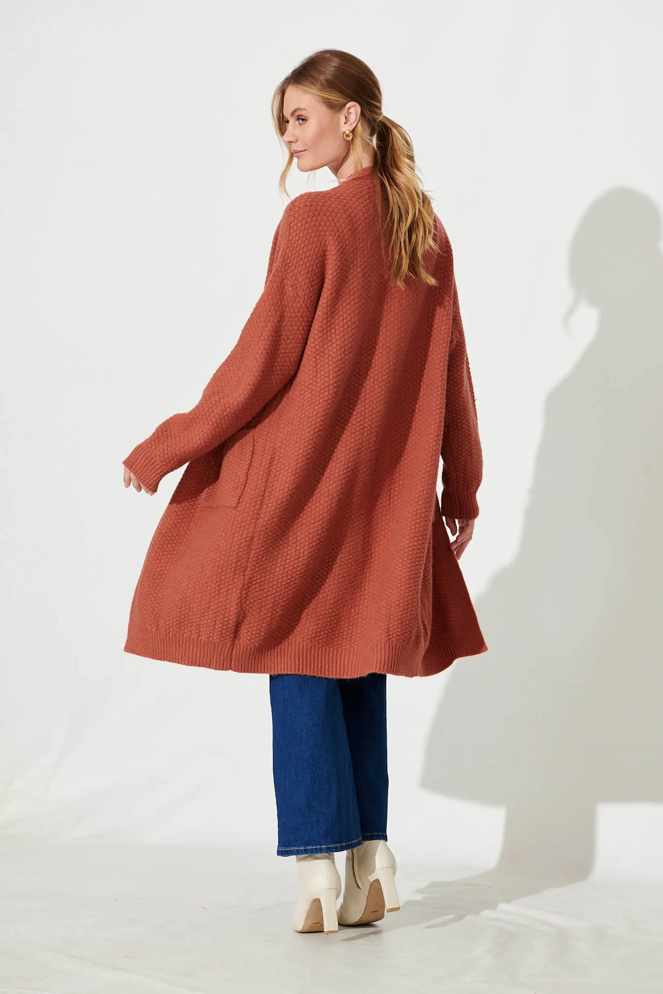 Arvon Knit Cardigan In Rust Wool Blend sold by St Frock product image thumbnail 4