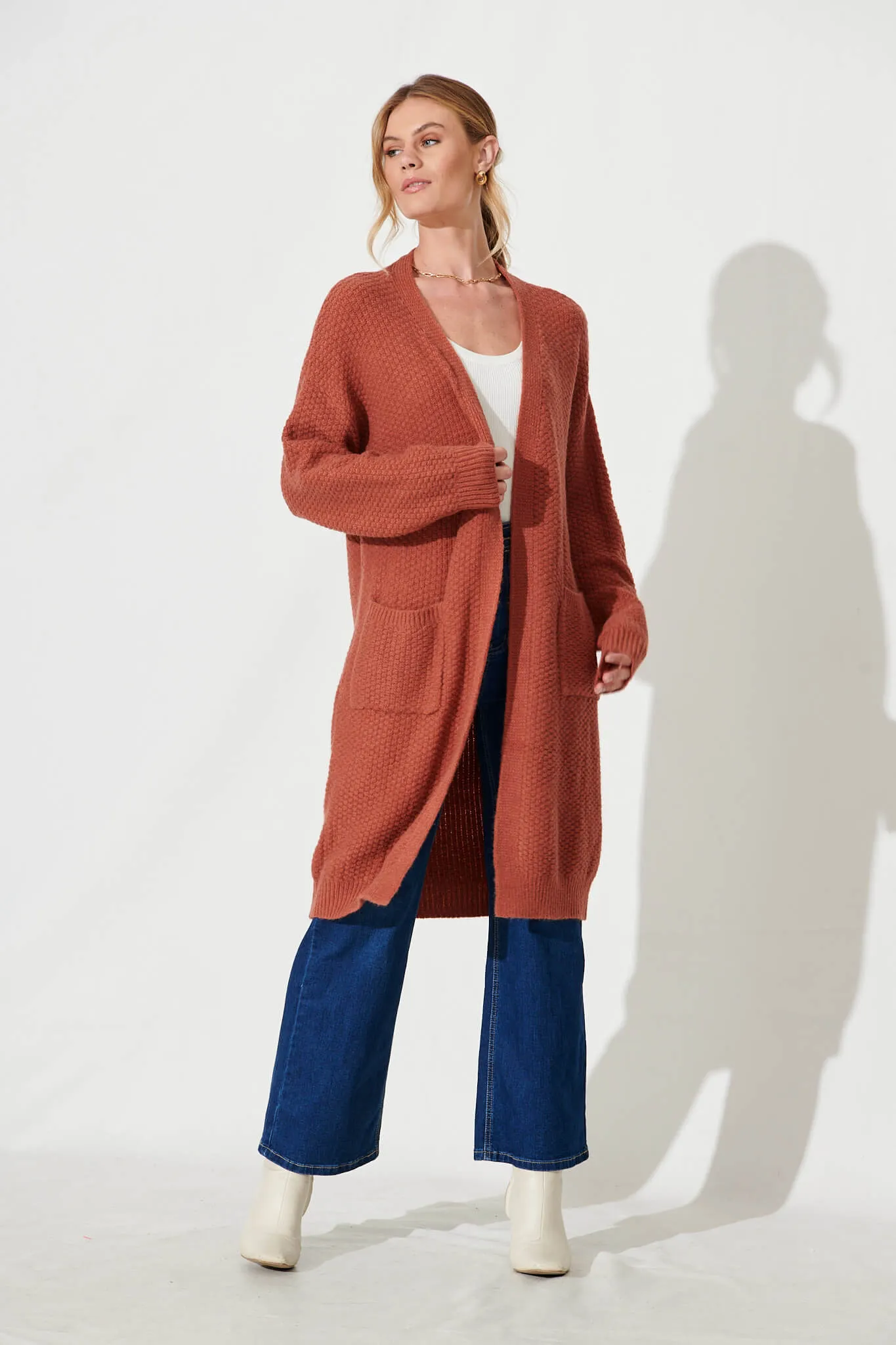 Arvon Knit Cardigan In Rust Wool Blend sold by St Frock product image thumbnail 5