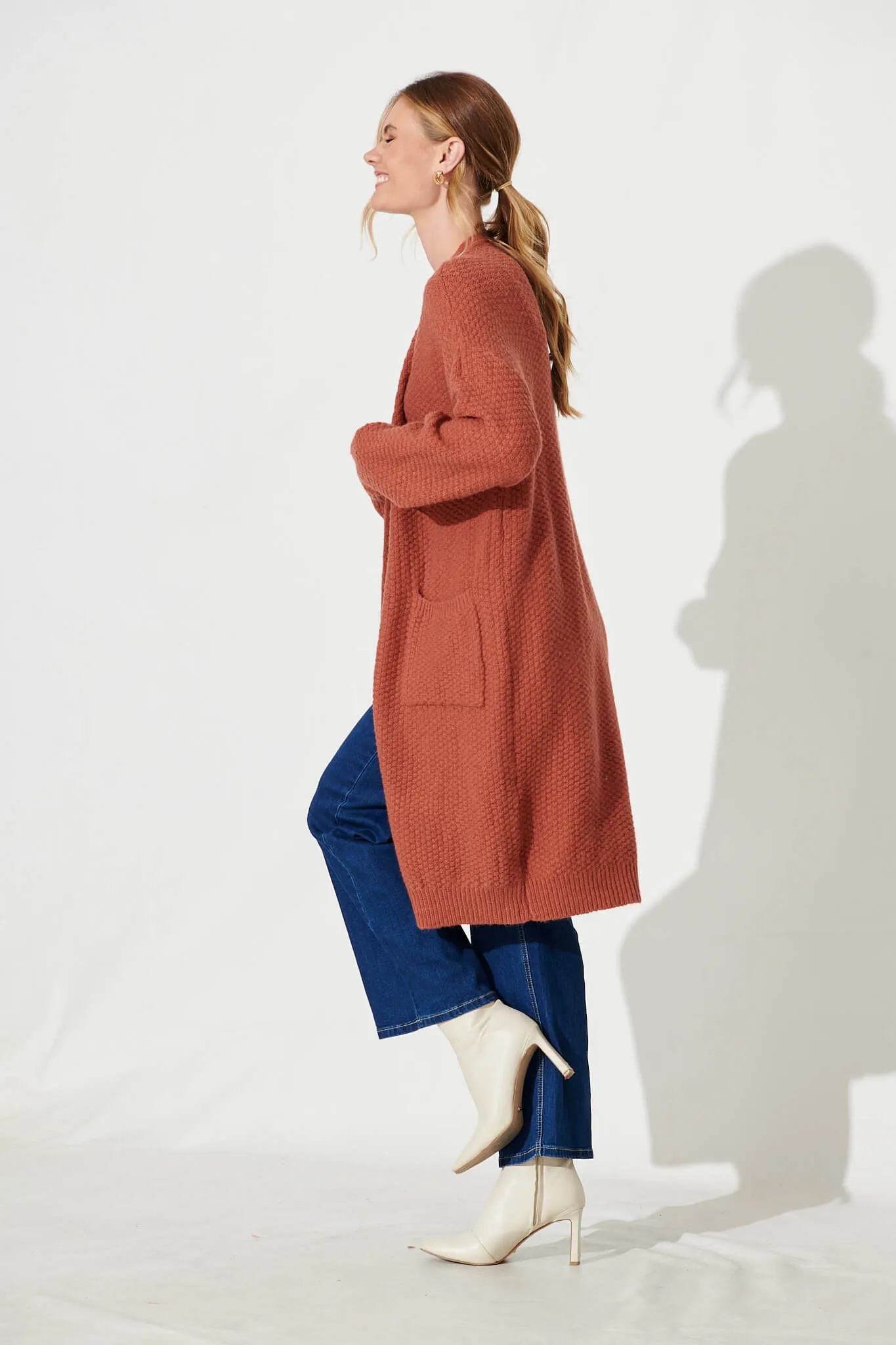 Arvon Knit Cardigan In Rust Wool Blend sold by St Frock product image thumbnail 3