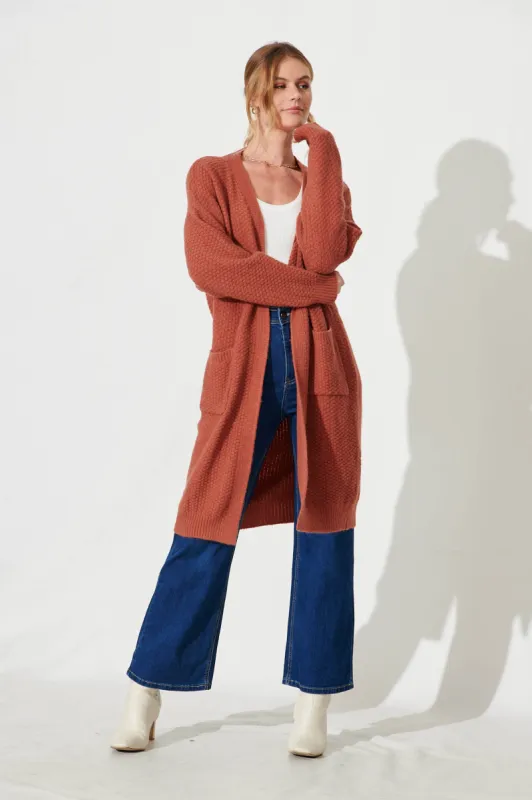Arvon Knit Cardigan In Rust Wool Blend sold by St Frock