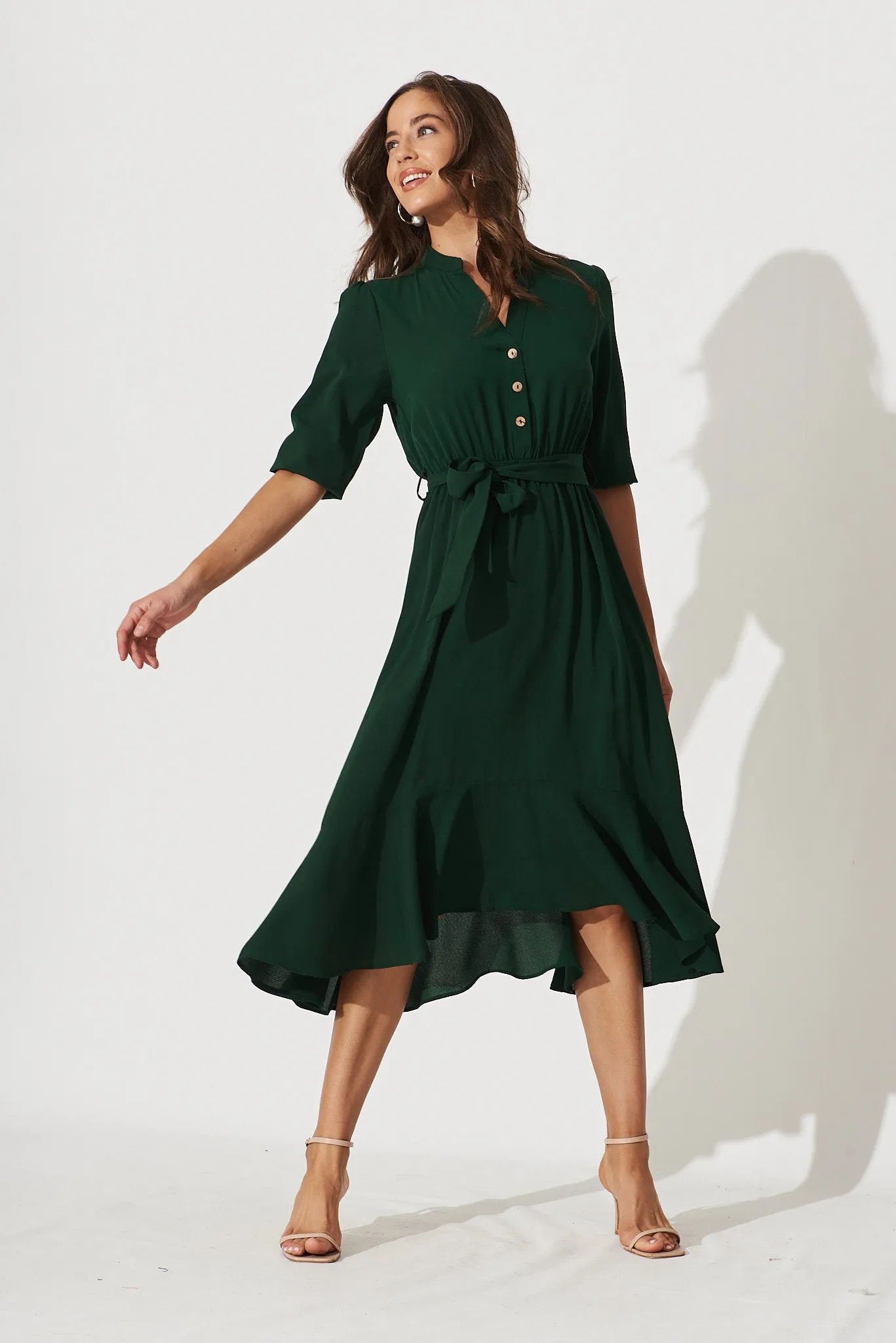 Jemimah Midi Dress In Emerald sold by St Frock