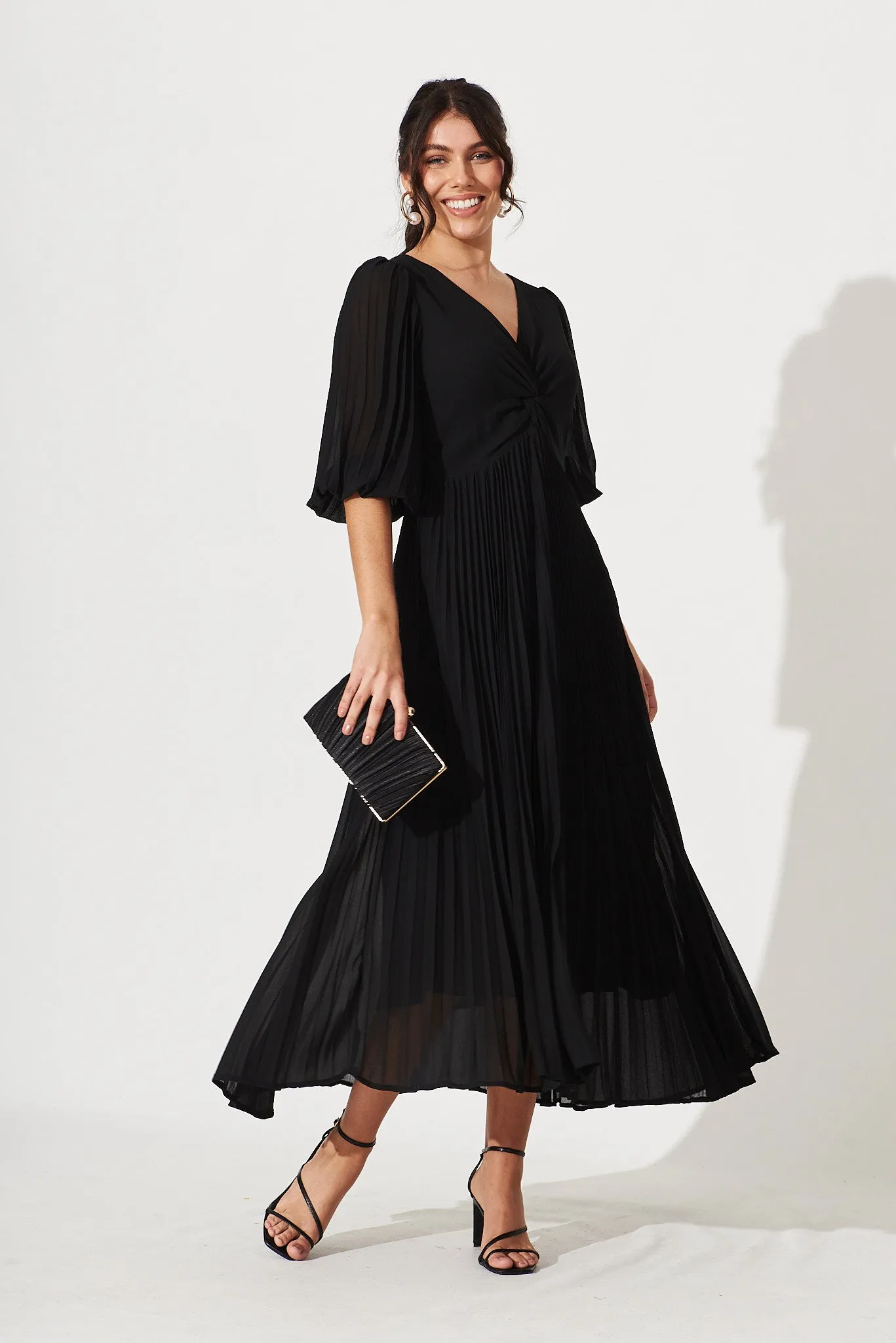 Moritz Maxi Dress In Black Chiffon sold by St Frock