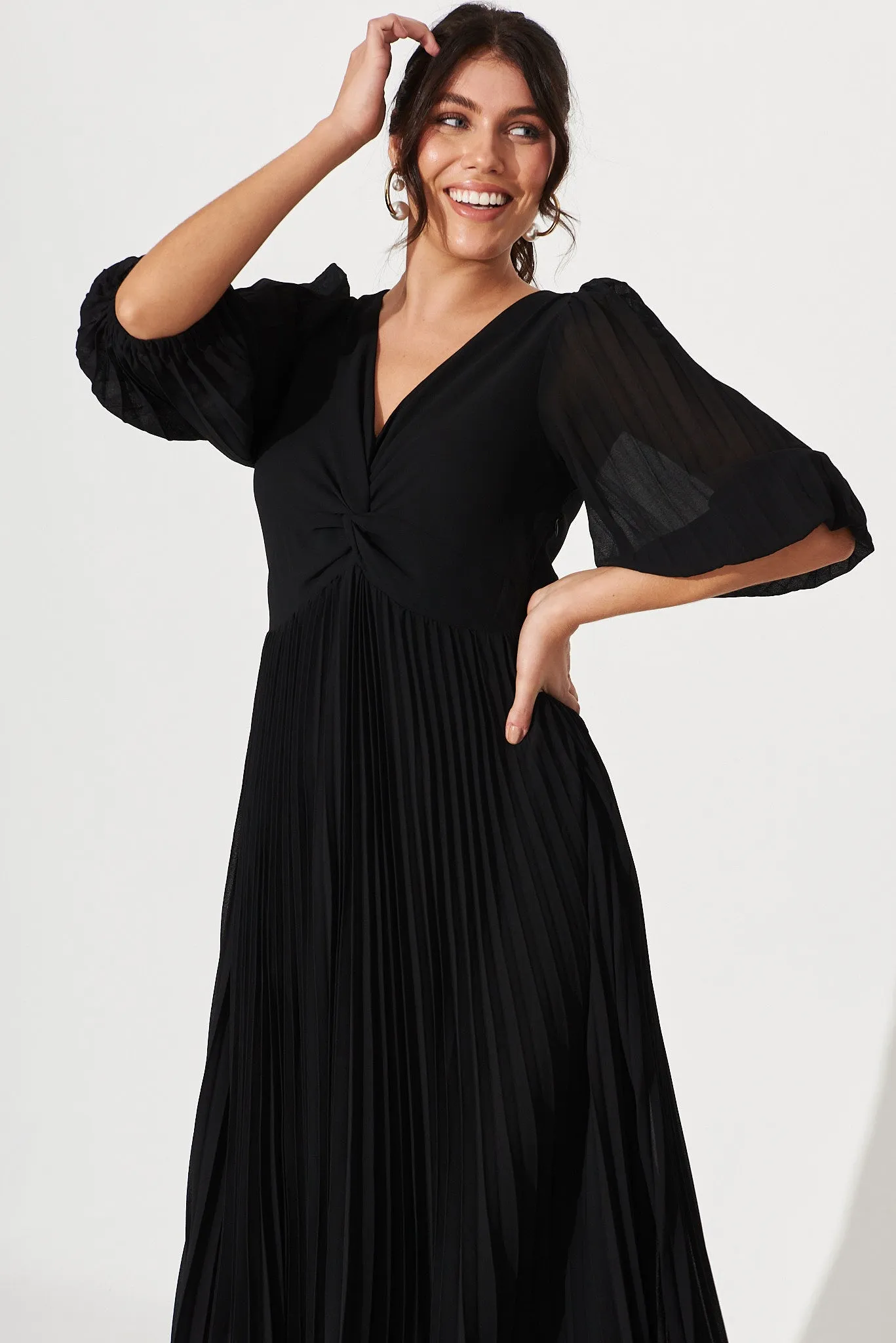 Moritz Maxi Dress In Black Chiffon sold by St Frock product image thumbnail 3