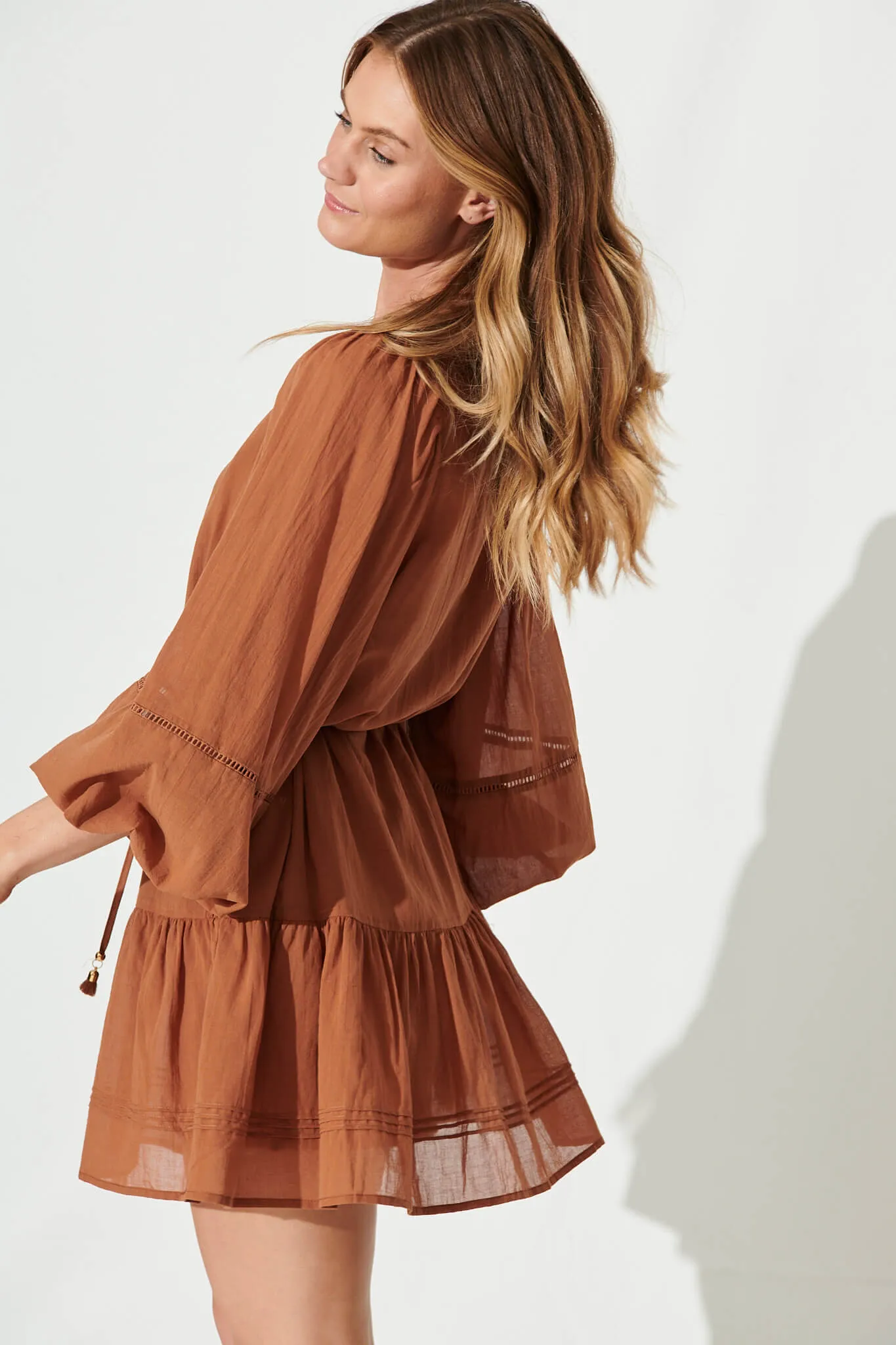 Bella Dress In Tan Cotton sold by St Frock product image thumbnail 3