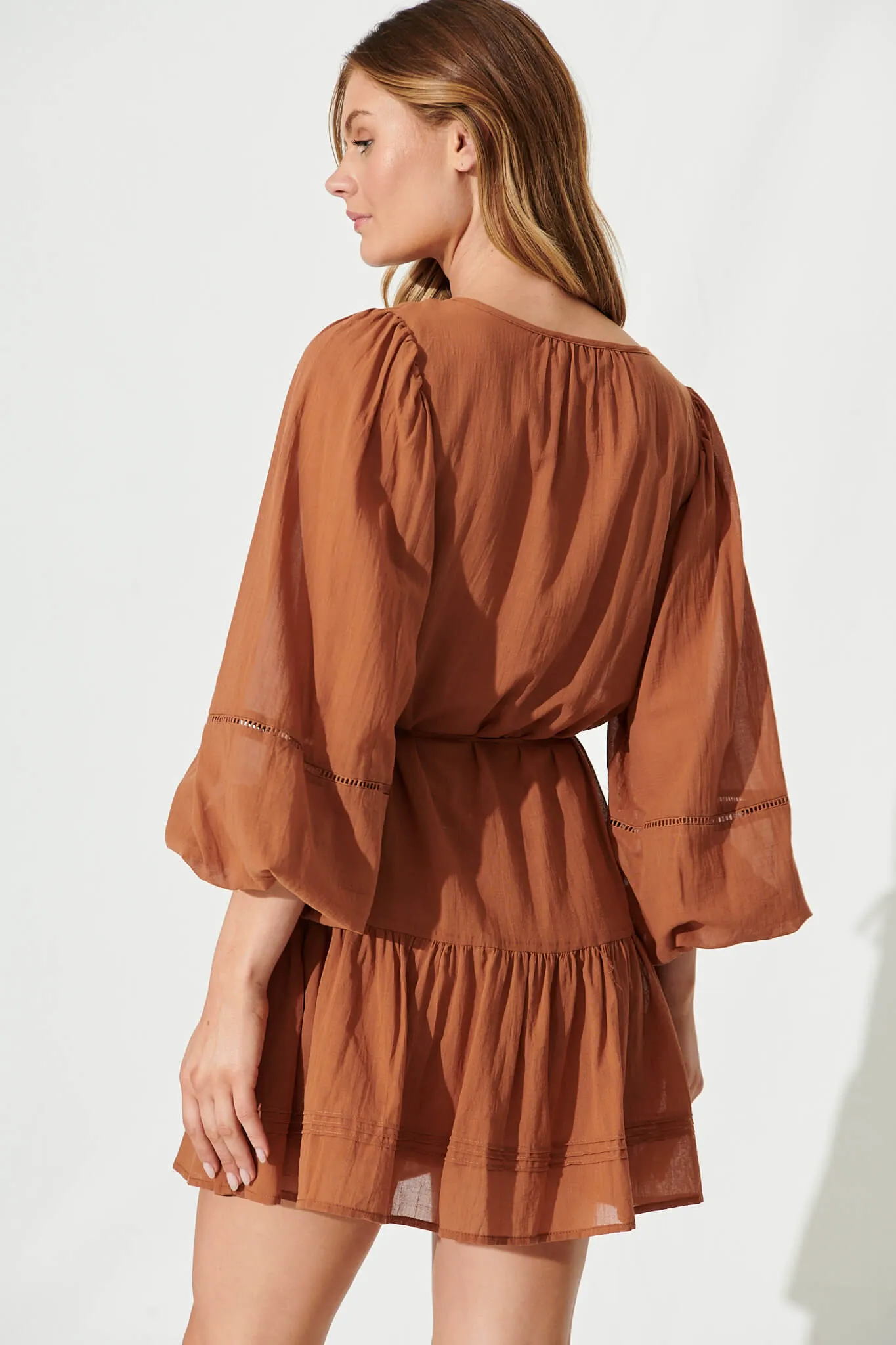 Bella Dress In Tan Cotton sold by St Frock product image thumbnail 4