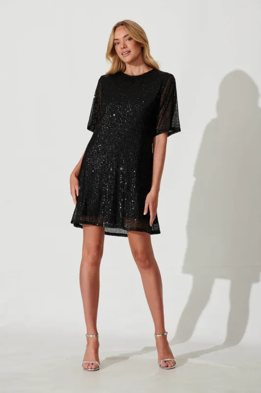 Its Me Dress In Black Sequin sold by St Frock