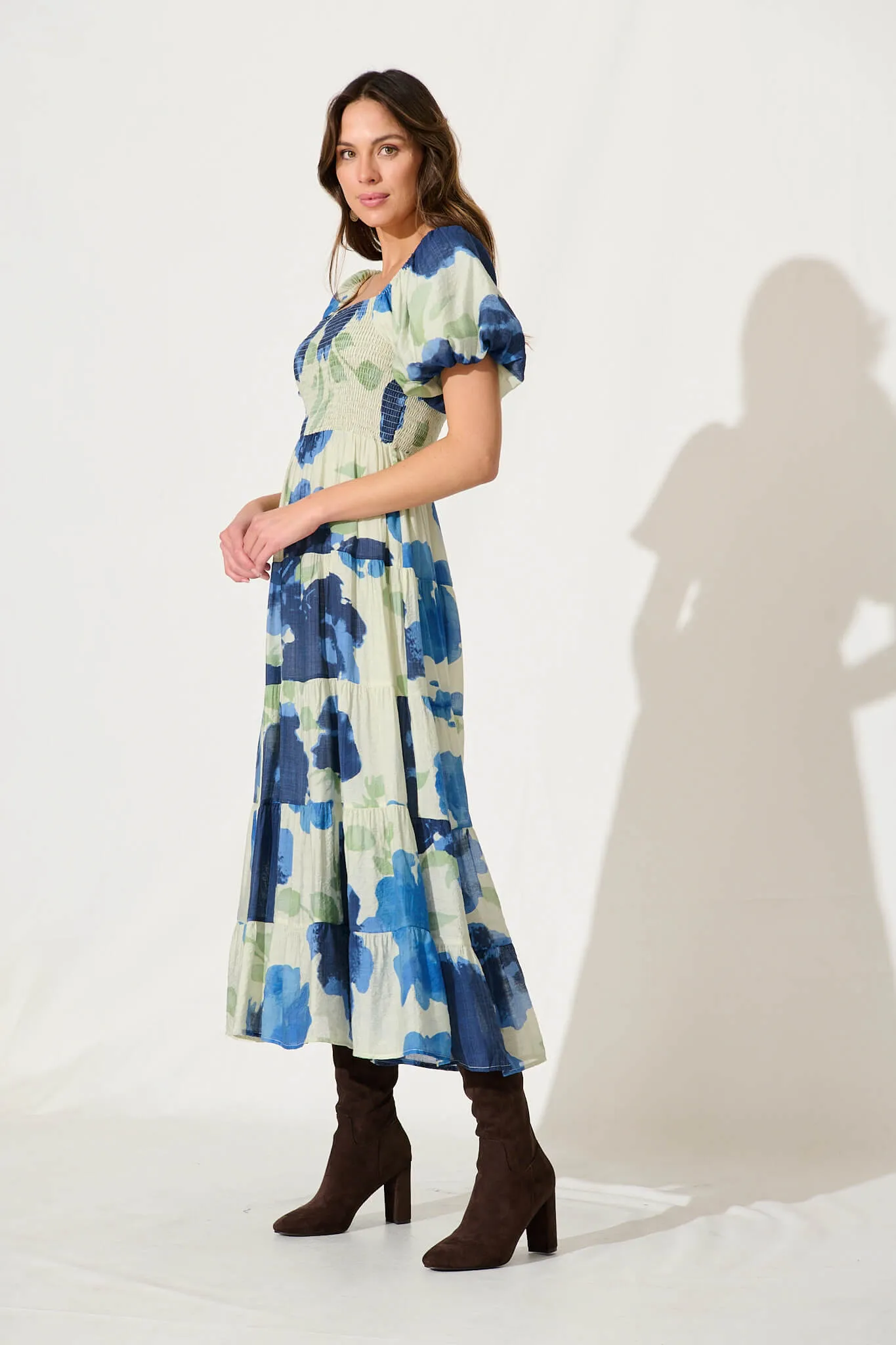 Reina Midi Dress In Blue Floral sold by St Frock product image thumbnail 3