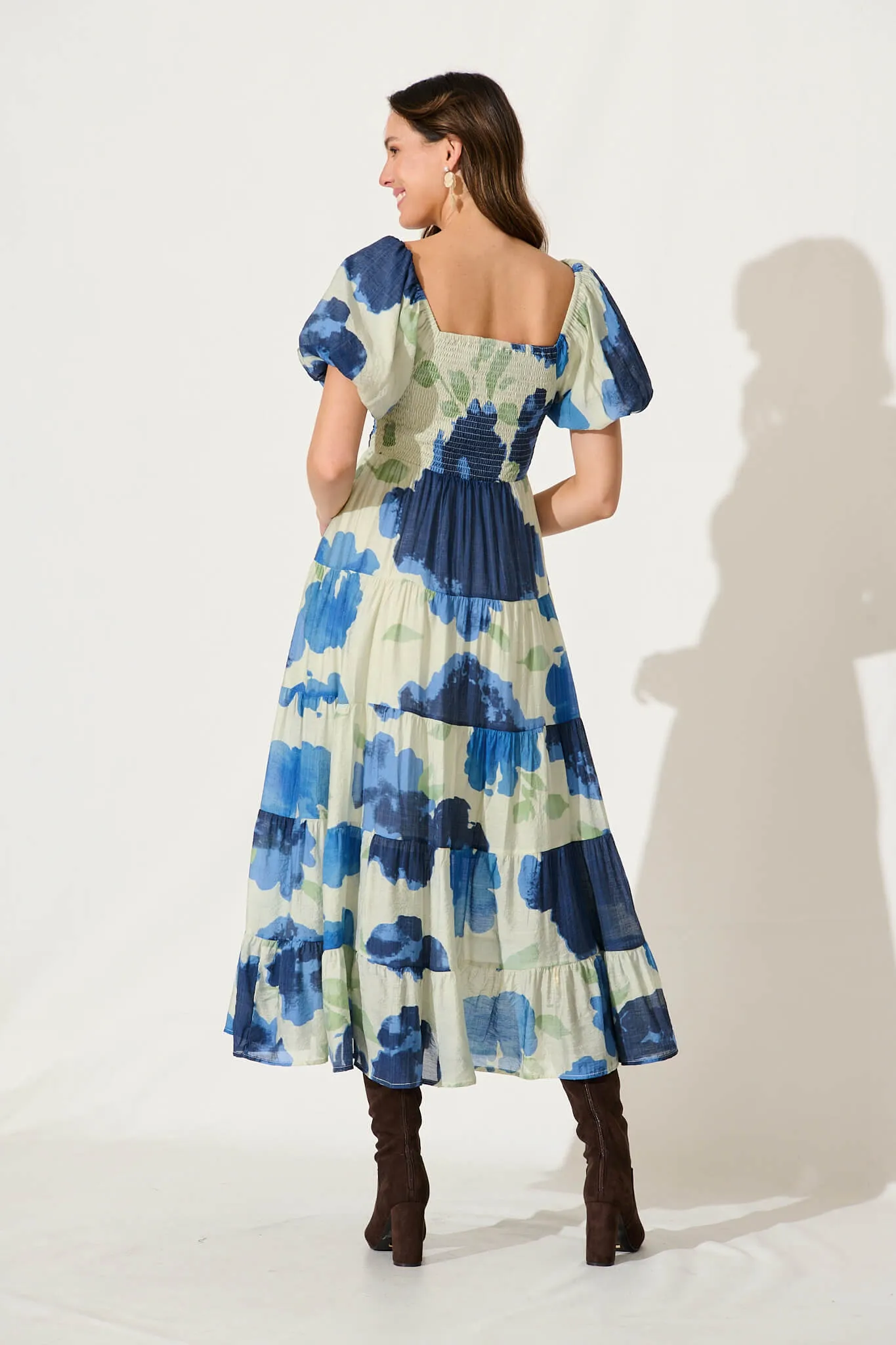 Reina Midi Dress In Blue Floral sold by St Frock product image thumbnail 4