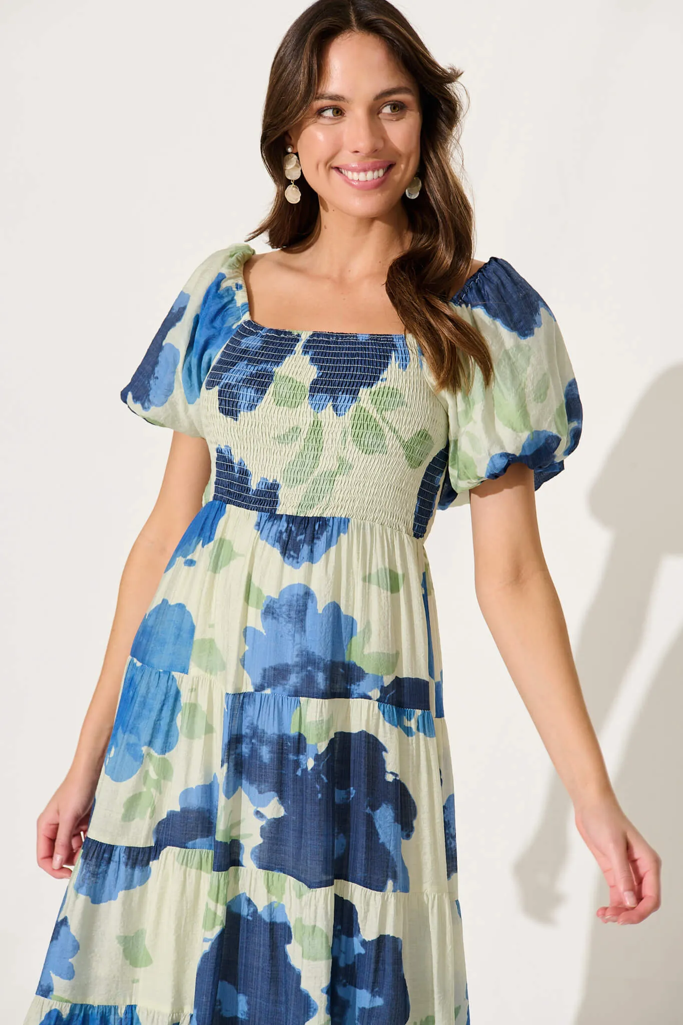Reina Midi Dress In Blue Floral sold by St Frock product image thumbnail 2
