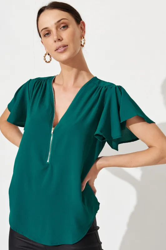Viviana Zip Top In Teal sold by St Frock