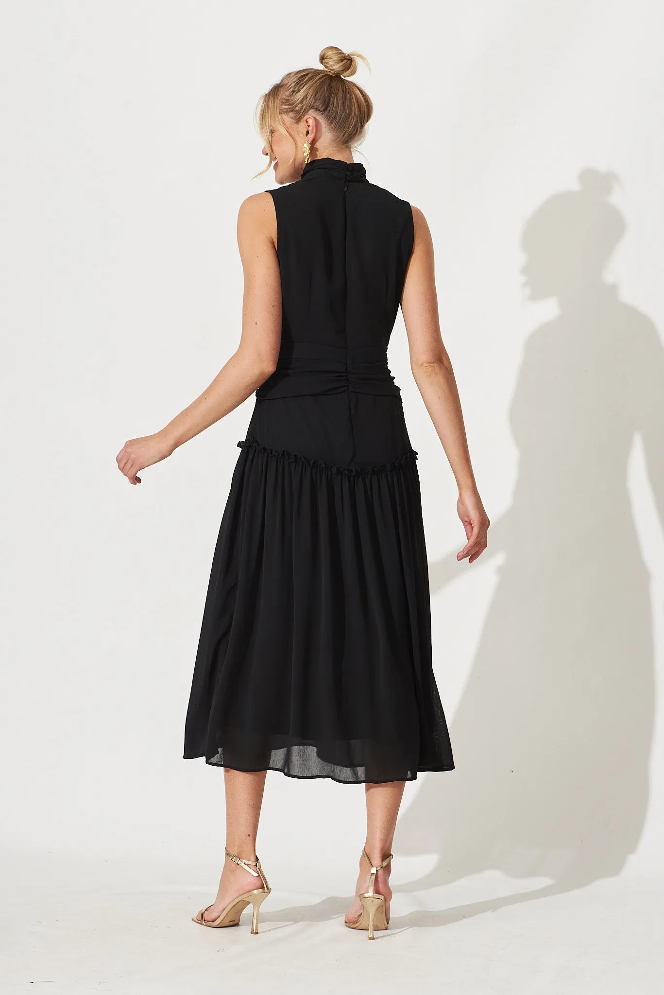 Roxanna Midi Dress In Black Chiffon sold by St Frock product image thumbnail 4