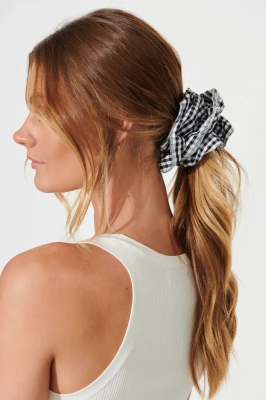 Eve Scrunchie In Black And White Gingham sold by St Frock