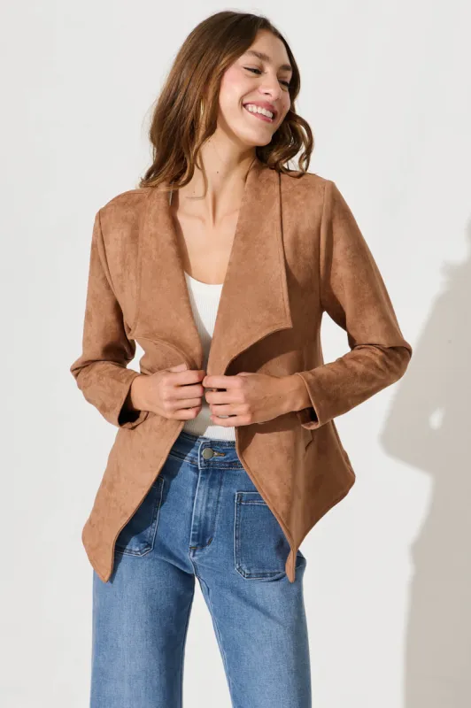 Inspired Jacket In Brown Suedette sold by St Frock