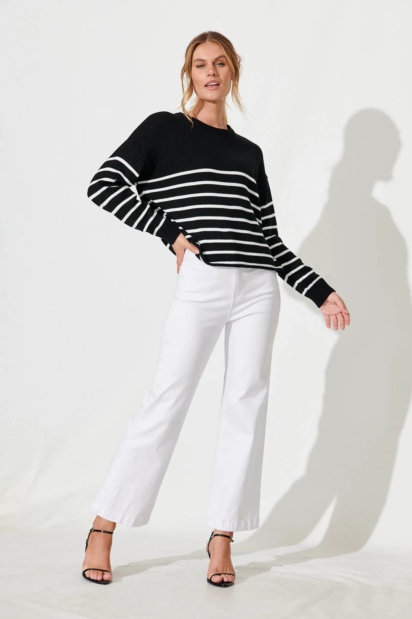 Locklear Knit In Black With White Stripe Cotton Blend sold by St Frock product image thumbnail 4
