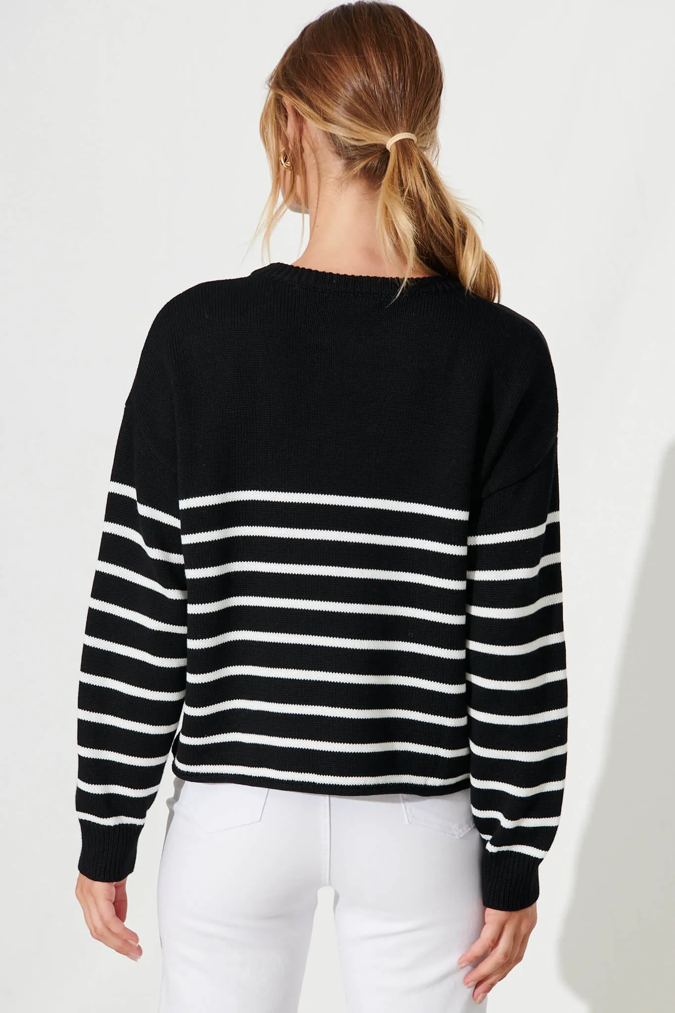 Locklear Knit In Black With White Stripe Cotton Blend sold by St Frock product image thumbnail 3