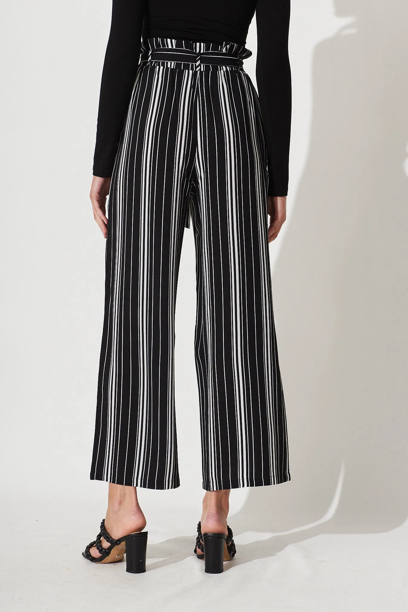 Darlene Pants In Black With White Stripe Crepe sold by St Frock product image thumbnail 4