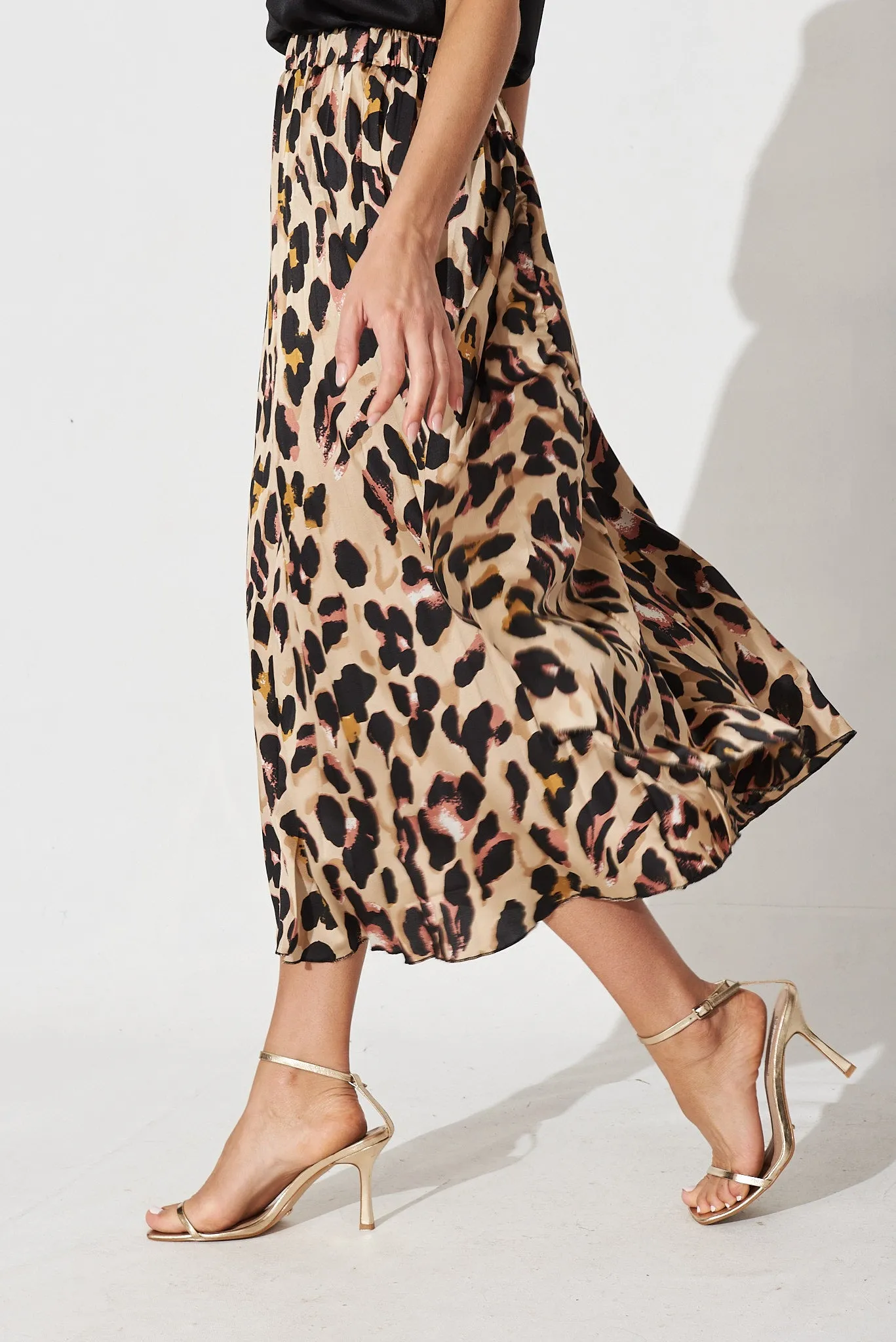 Carpi Midi Skirt In Brown With Animal Print sold by St Frock product image thumbnail 3