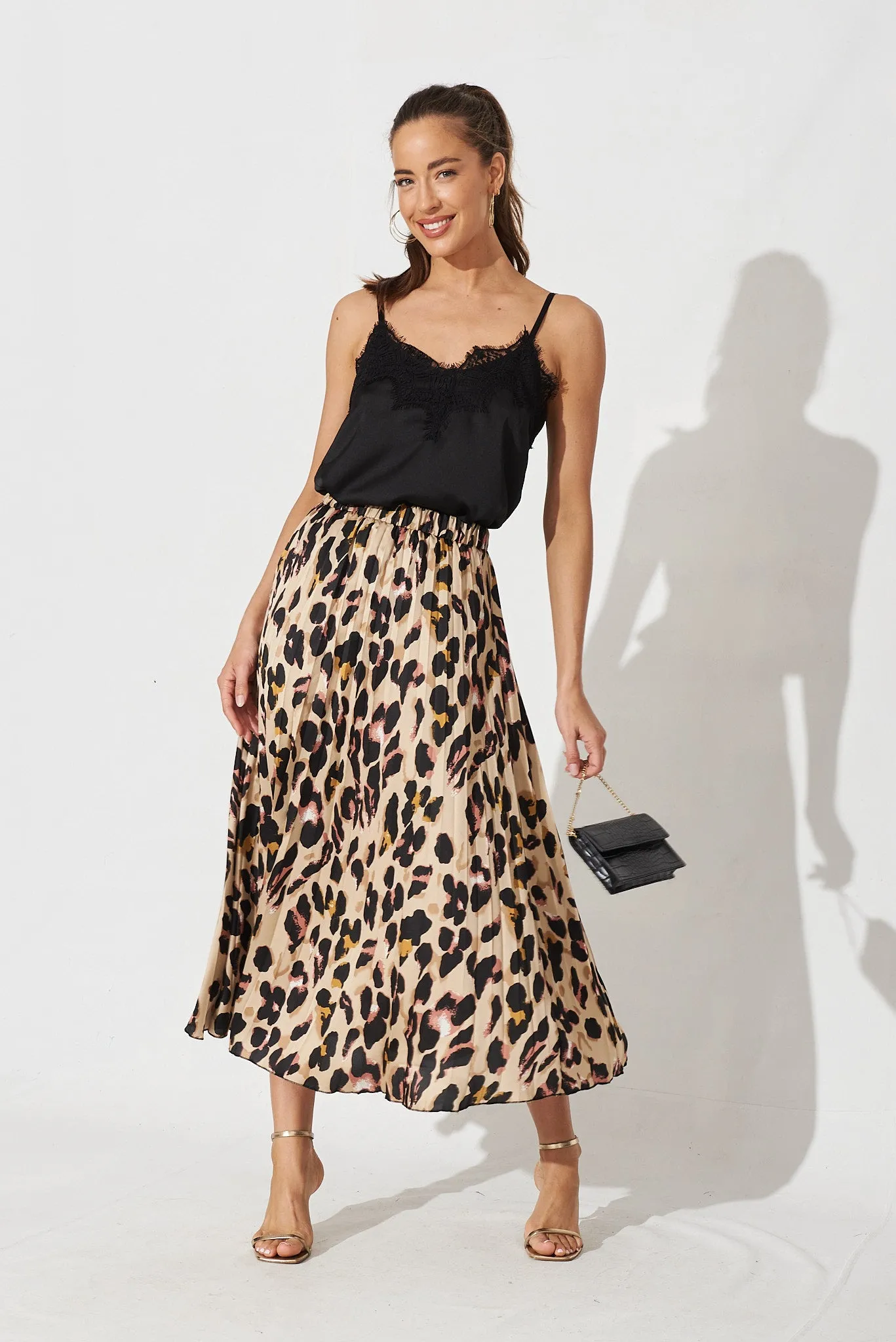 Carpi Midi Skirt In Brown With Animal Print sold by St Frock