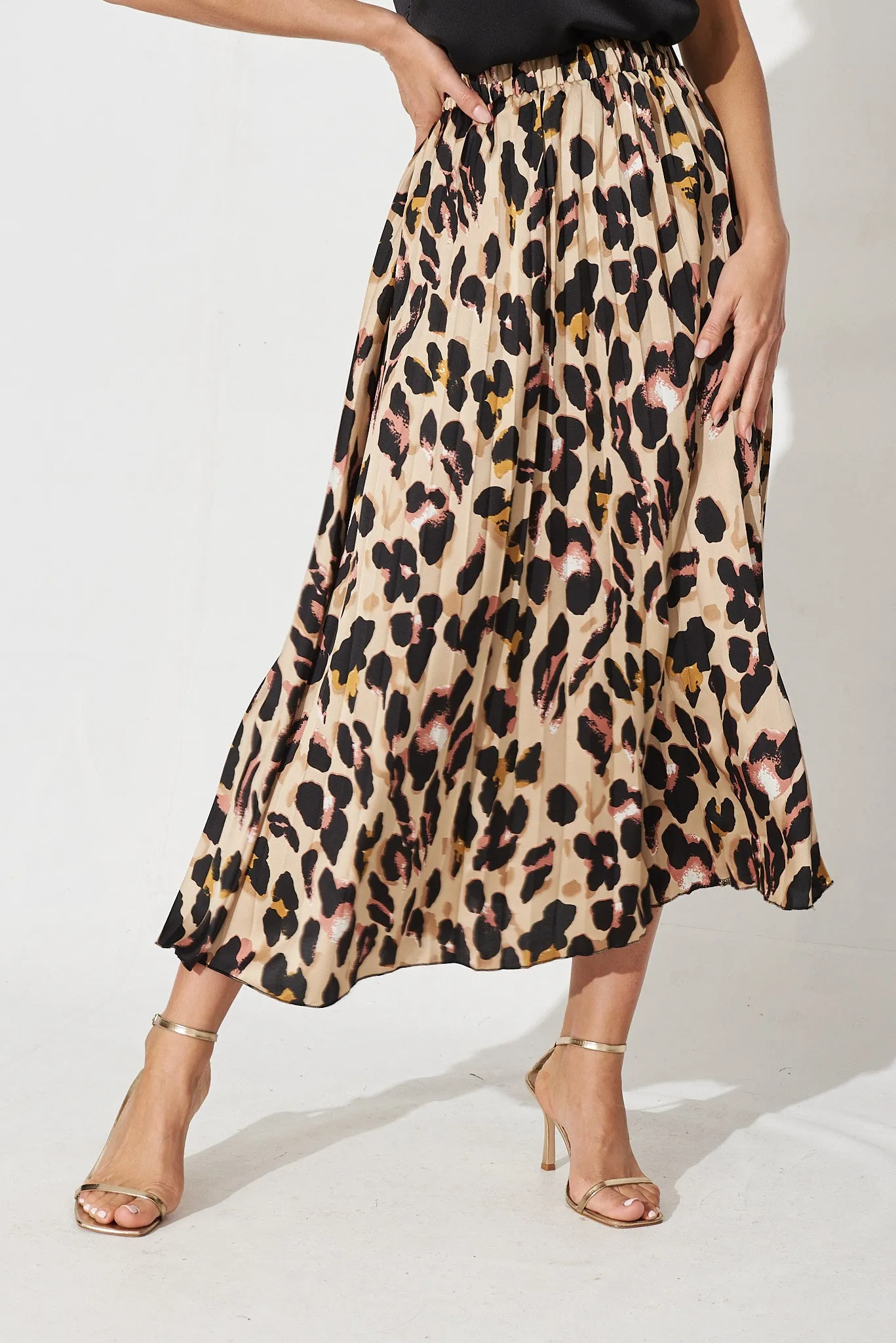 Carpi Midi Skirt In Brown With Animal Print sold by St Frock product image thumbnail 2