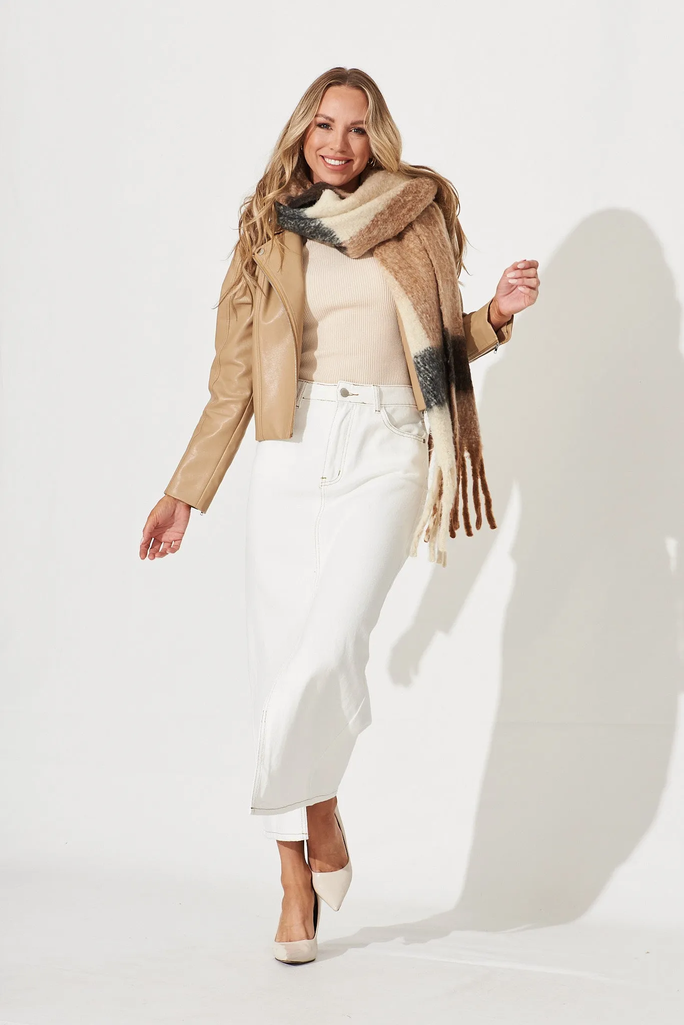 Lattice Maxi Denim Skirt In White sold by St Frock product image thumbnail 4