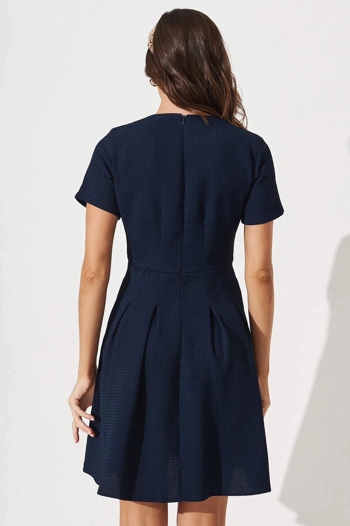 Elizabeth Dress In Textured Navy sold by St Frock product image thumbnail 4