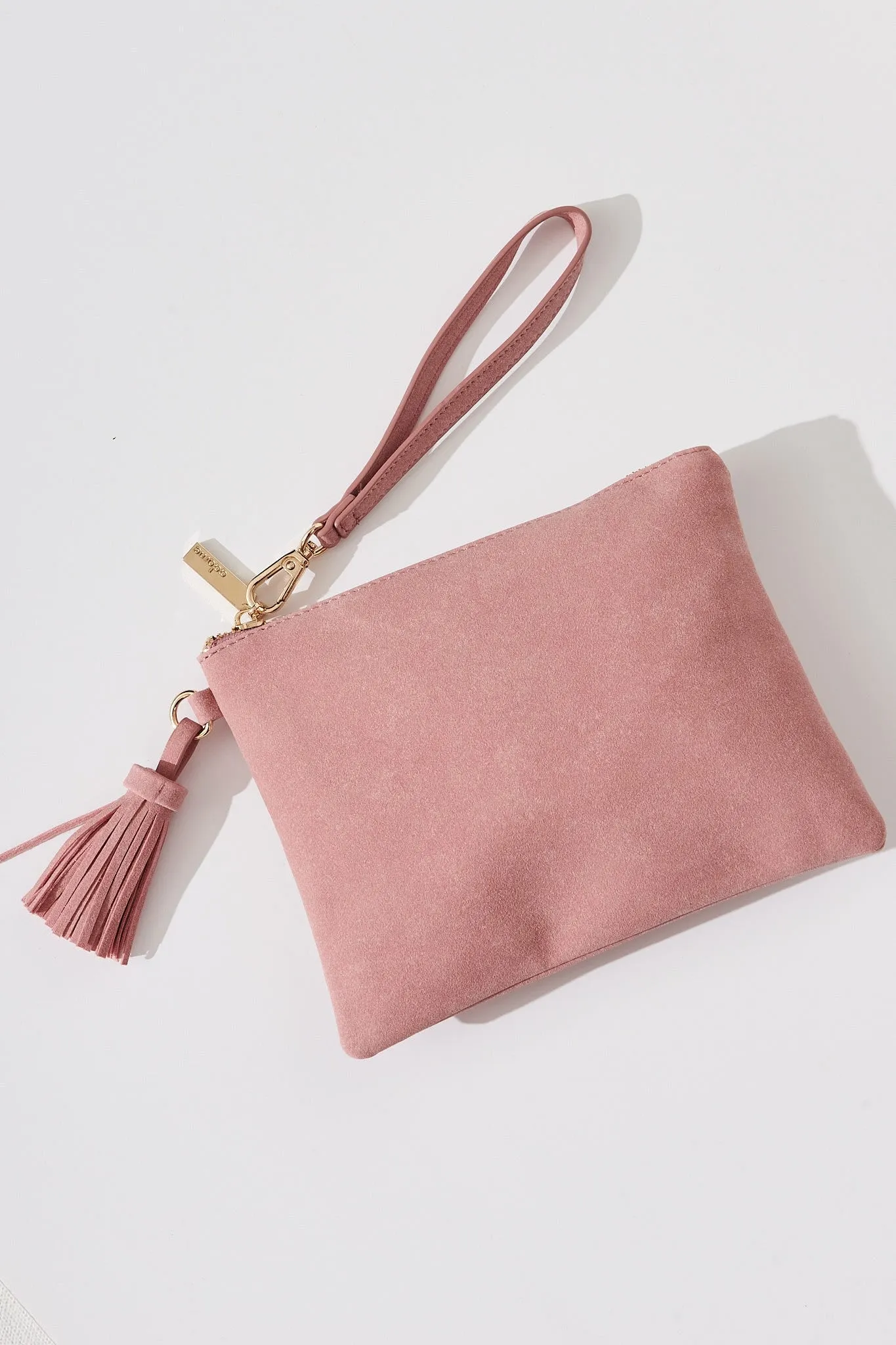 august + delilah Mauvery Clutch in Pink Suedette sold by St Frock product image thumbnail 3