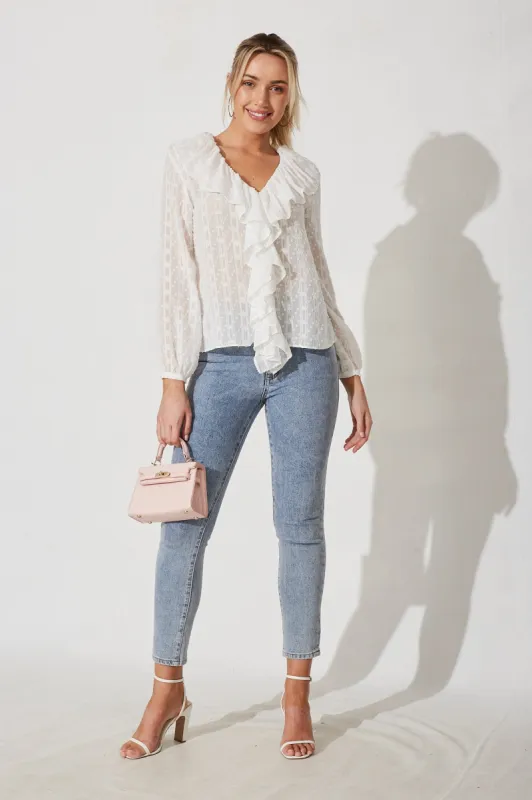 Hibiscus Top In White sold by St Frock