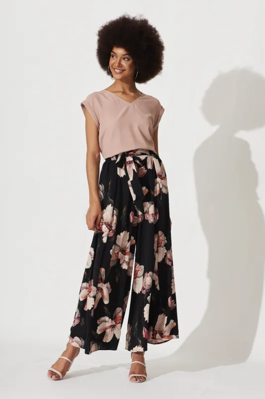 Page Pants In Black With Vintage Blush Floral sold by St Frock