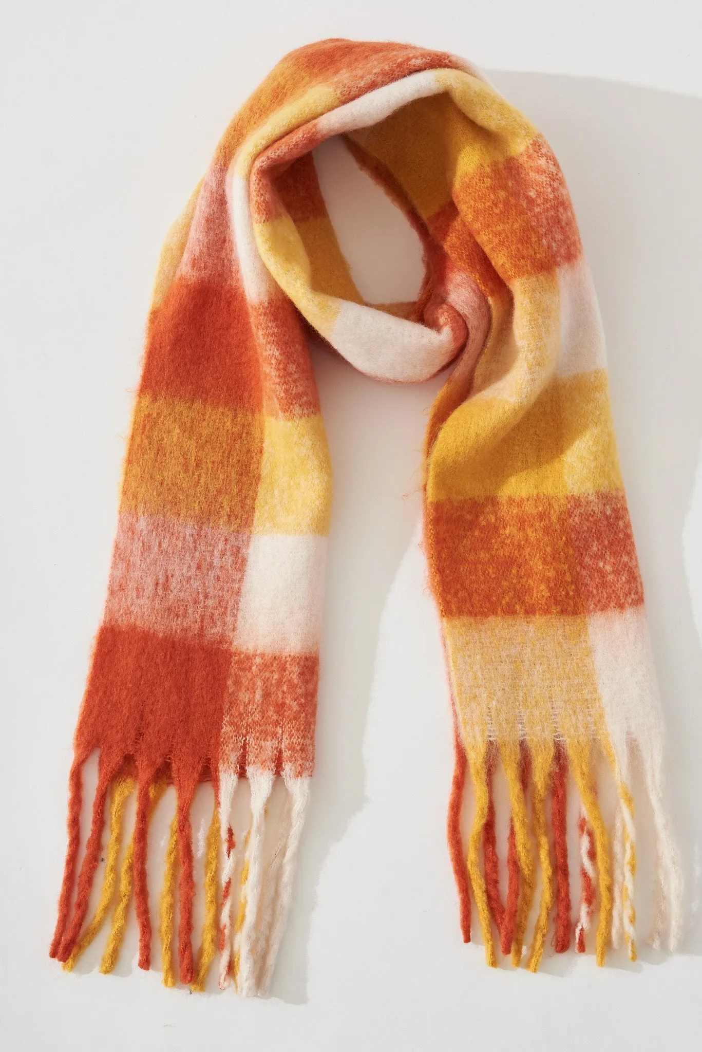 August + Delilah Brooklyn Knit Scarf In Multi Tangerine Check sold by St Frock product image thumbnail 2