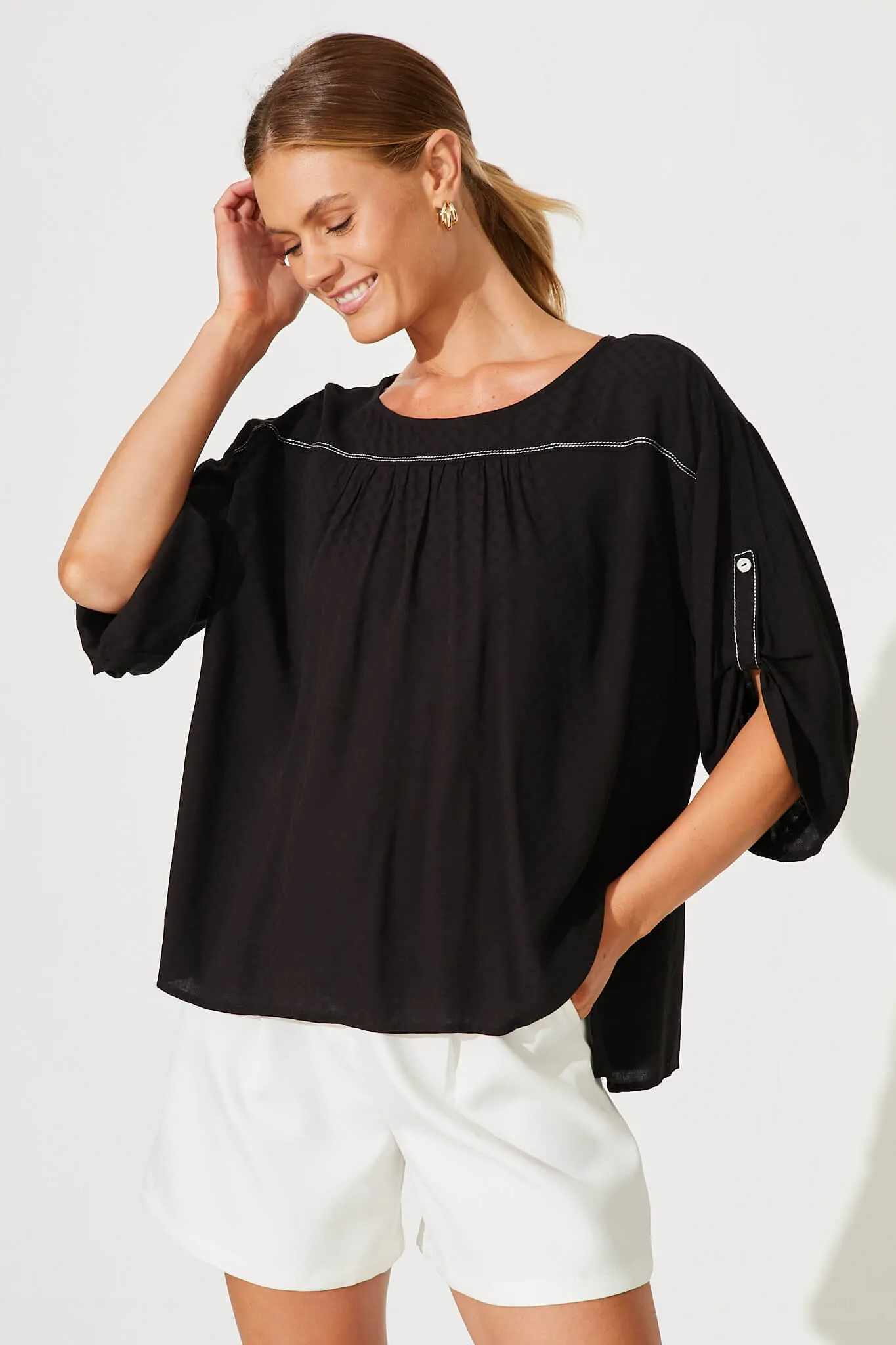 Ramone Top In Black sold by St Frock