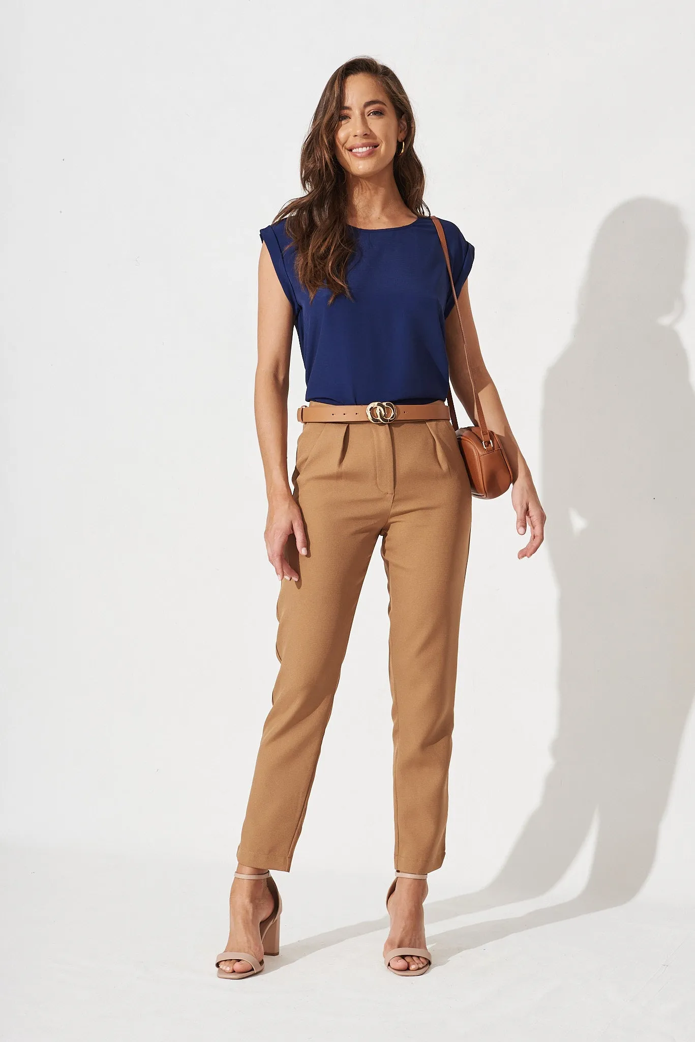 August + Delilah Belt In Brown With Double Gold Ring Buckle sold by St Frock product image thumbnail 4