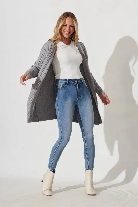 Goldington Knit Cardigan In Grey Wool Blend sold by St Frock