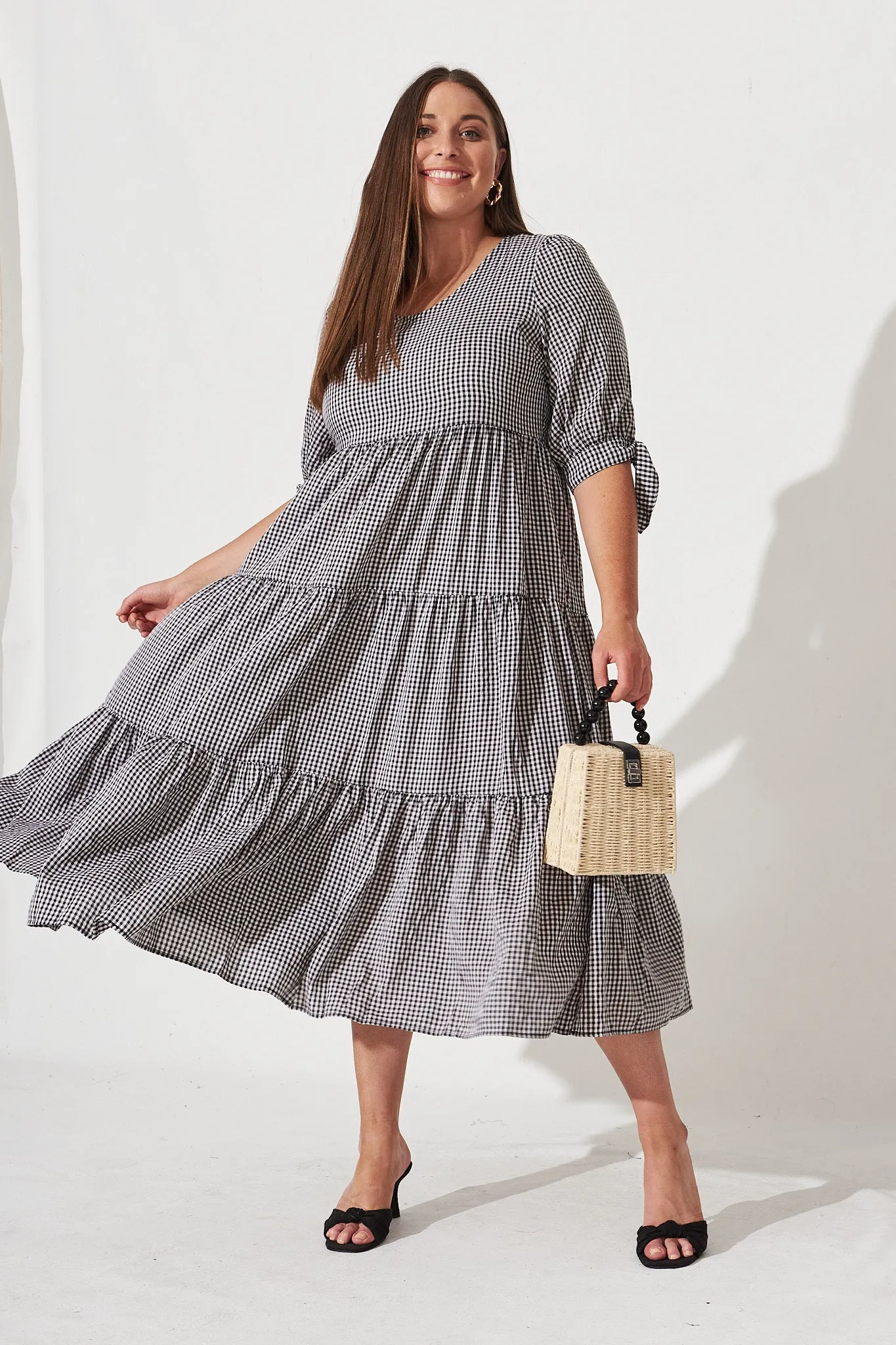Odewick Midi Smock Dress With Black And White Gingham sold by St Frock product image thumbnail 2