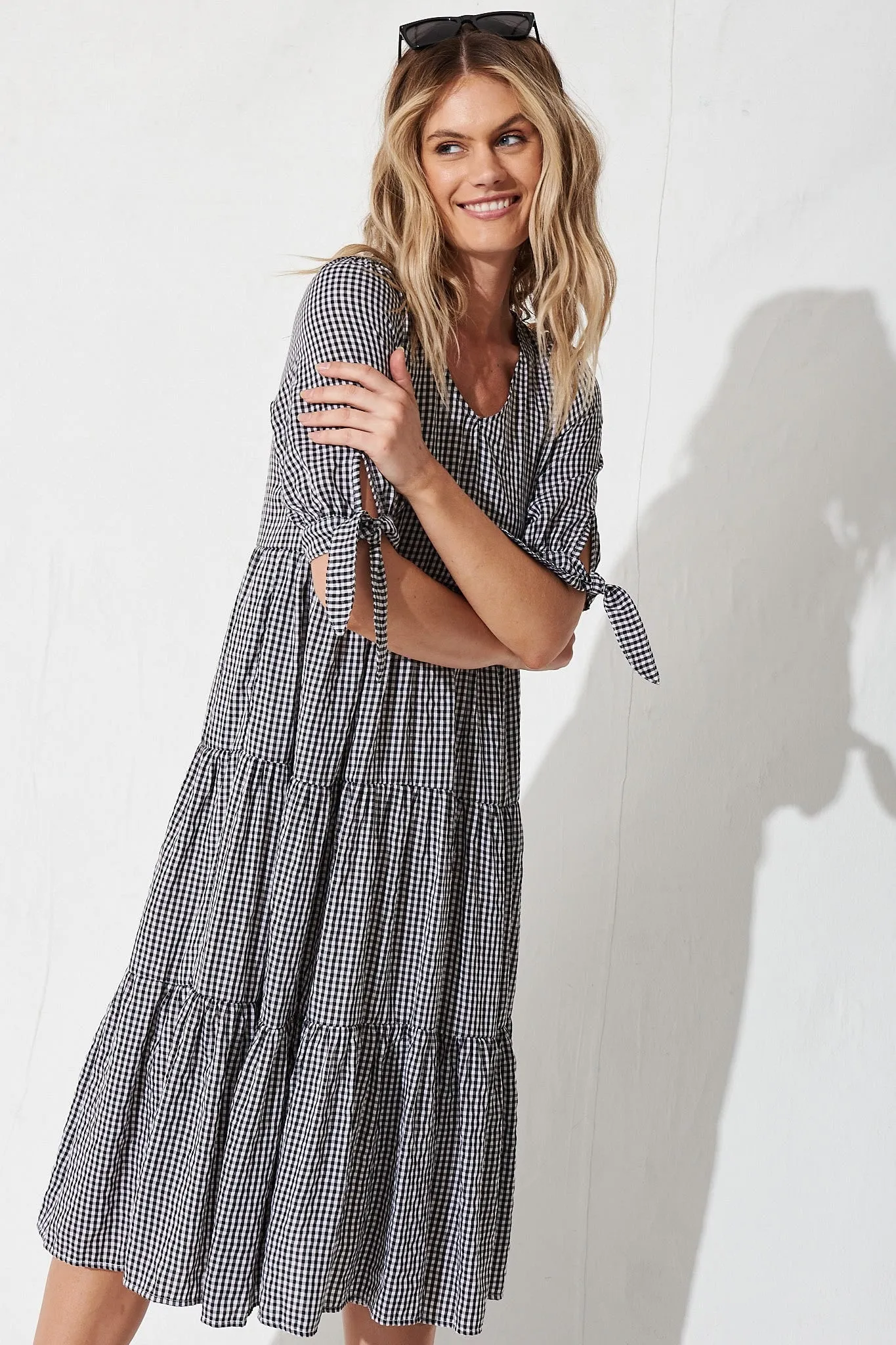 Odewick Midi Smock Dress With Black And White Gingham sold by St Frock product image thumbnail 3