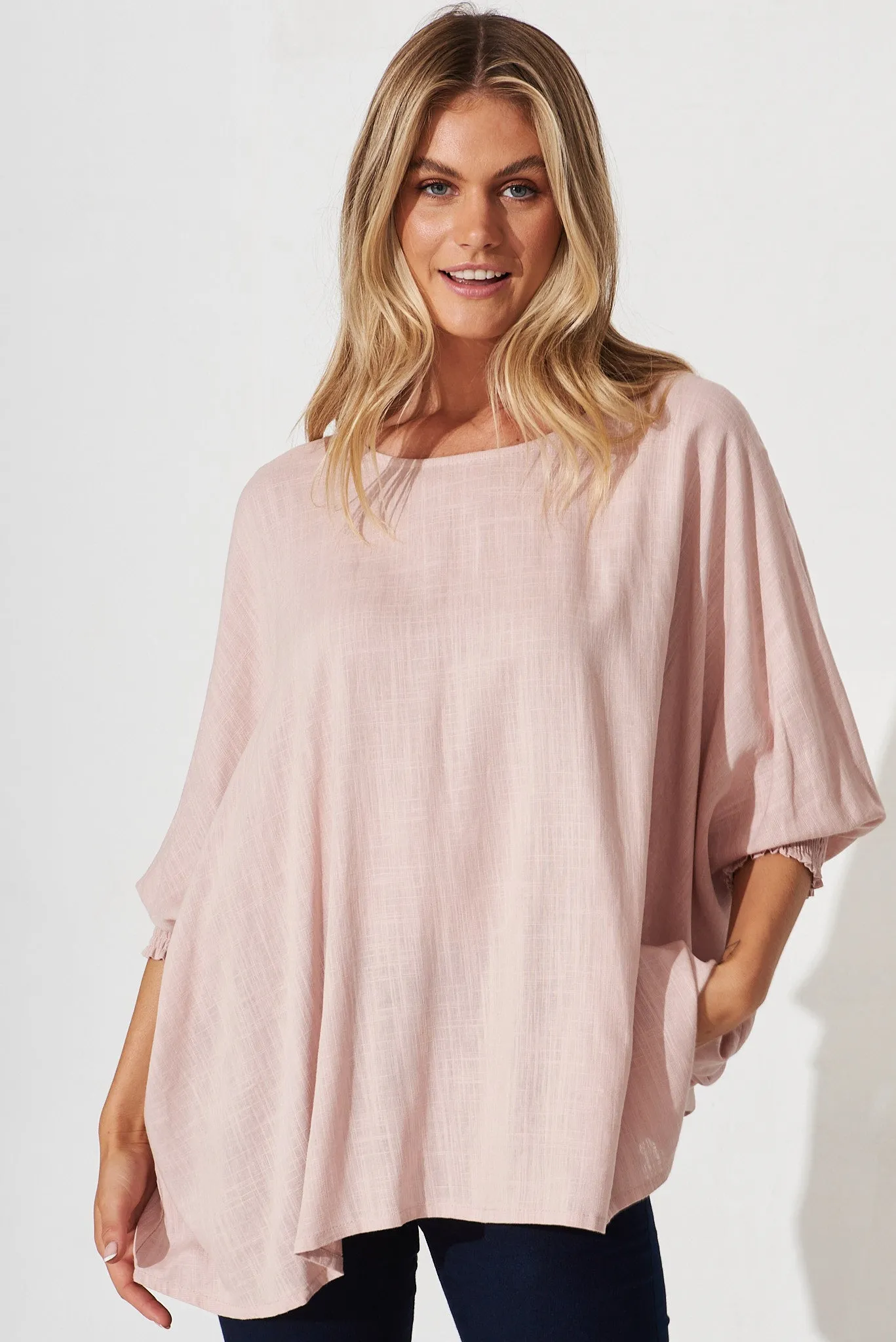 Devina Top In Blush Linen Blend sold by St Frock product image thumbnail 2