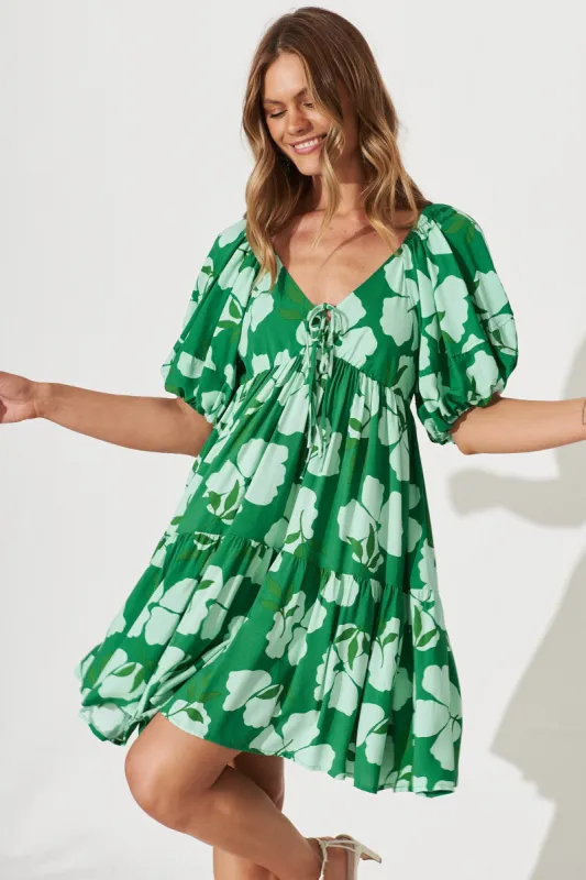 Portland Dress In Green Clover Leaf Print sold by St Frock