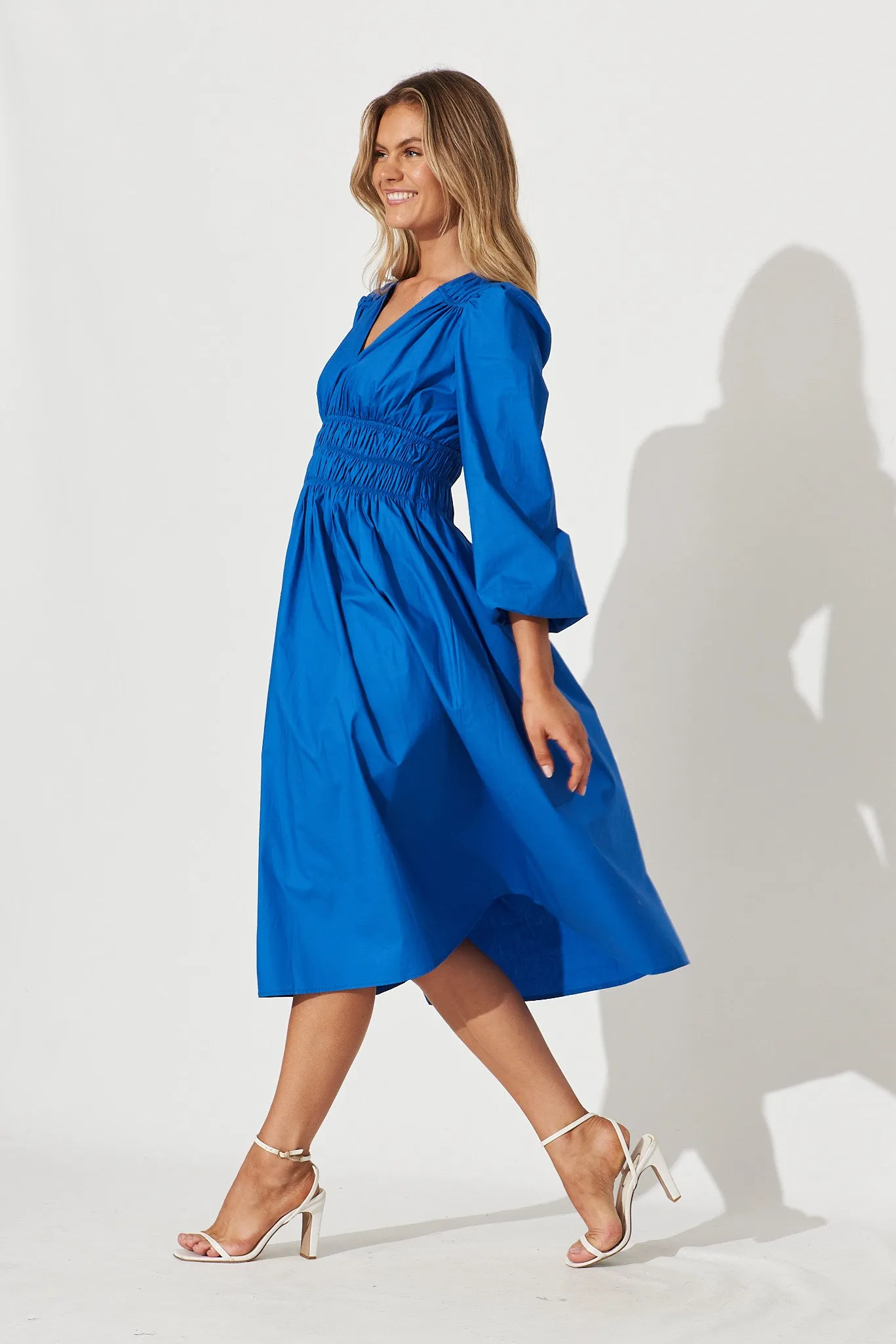 Cammeray Midi Dress In Cobalt Blue Cotton sold by St Frock product image thumbnail 3