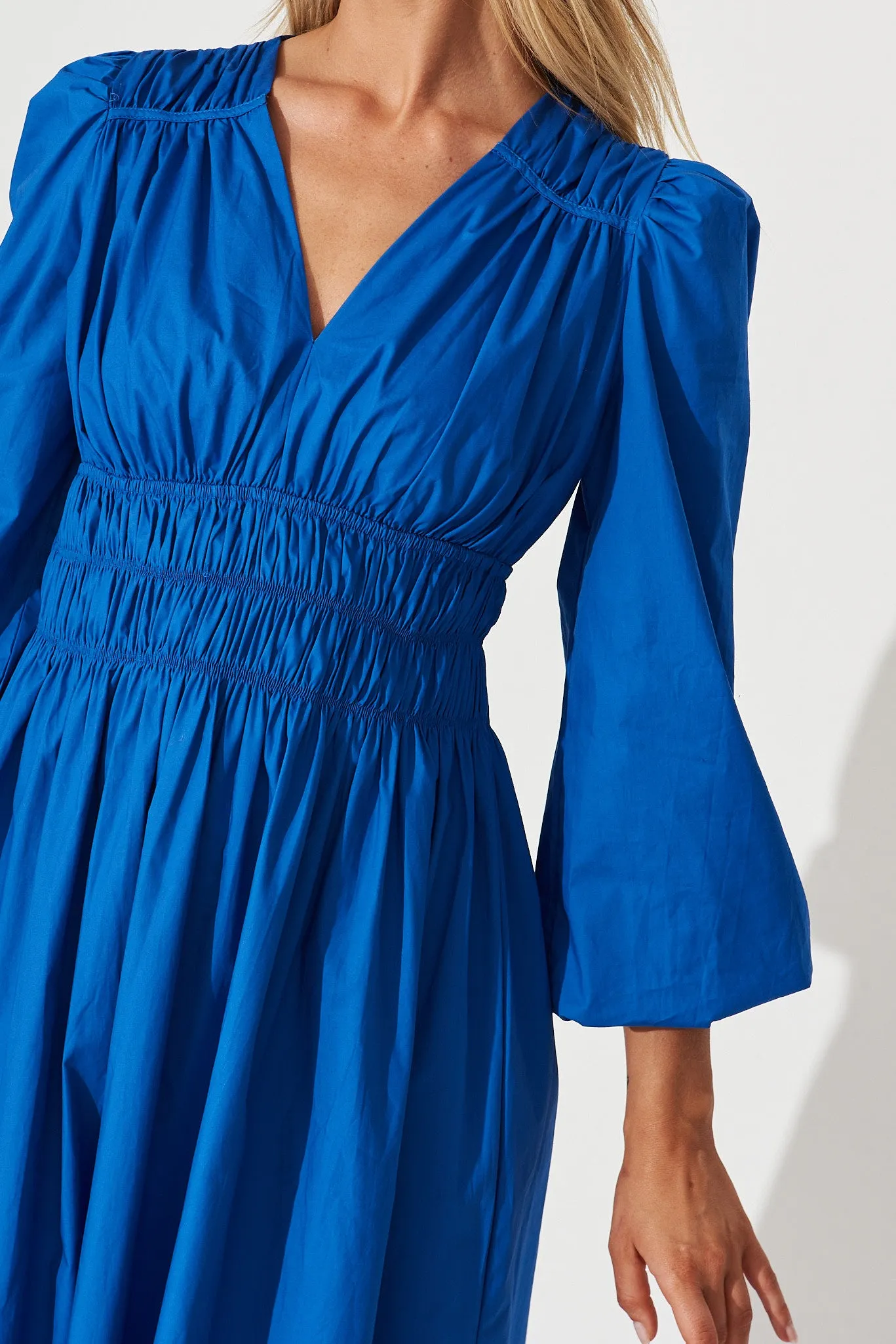 Cammeray Midi Dress In Cobalt Blue Cotton sold by St Frock product image thumbnail 5