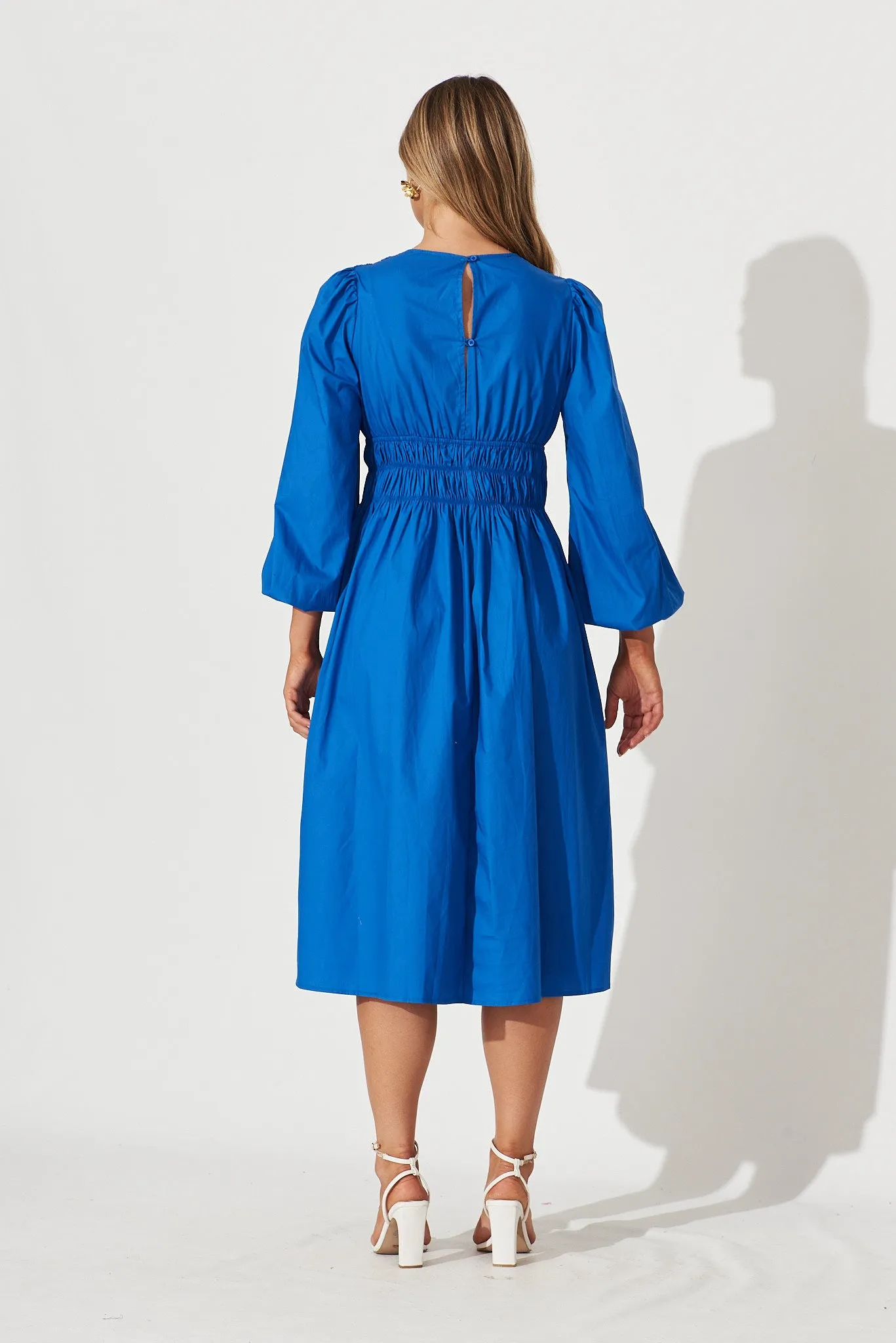 Cammeray Midi Dress In Cobalt Blue Cotton sold by St Frock product image thumbnail 4