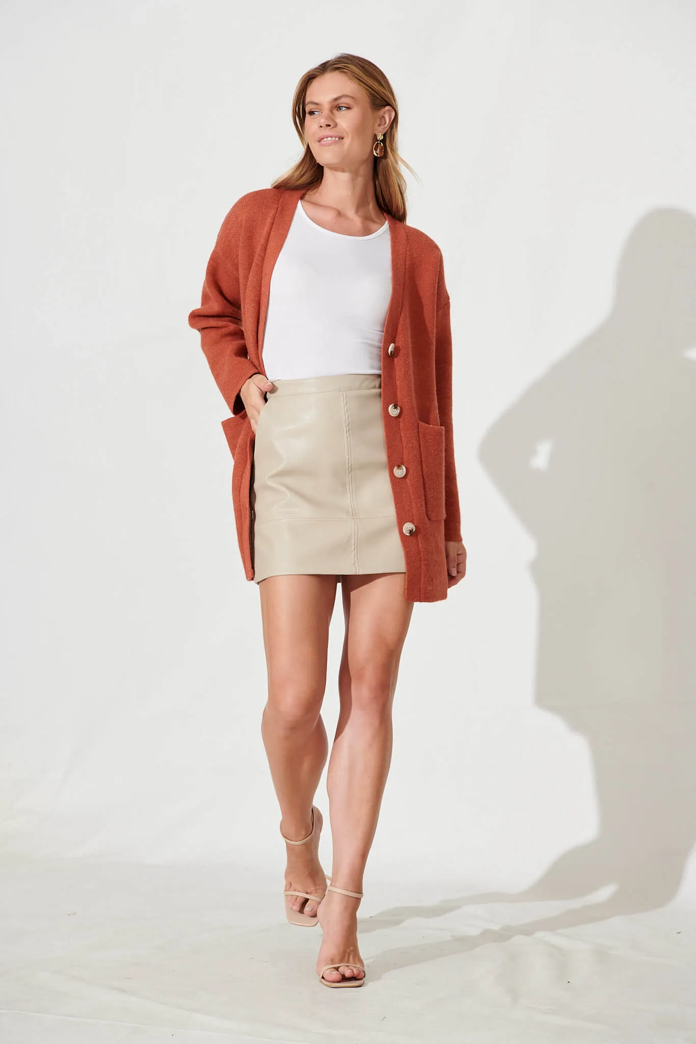 Alpine Knit Cardigan In Rust Wool Blend sold by St Frock product image thumbnail 4