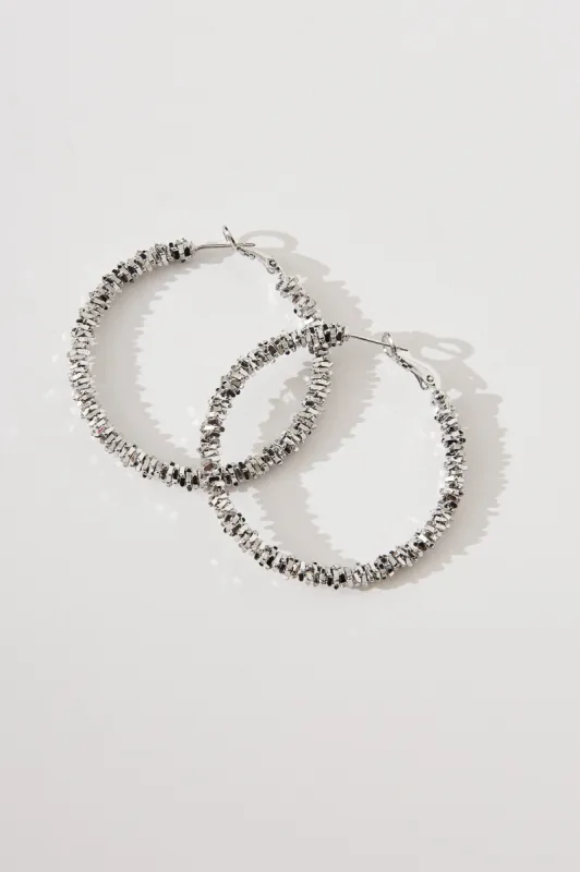 Sable Textured Hoop In Silver sold by St Frock