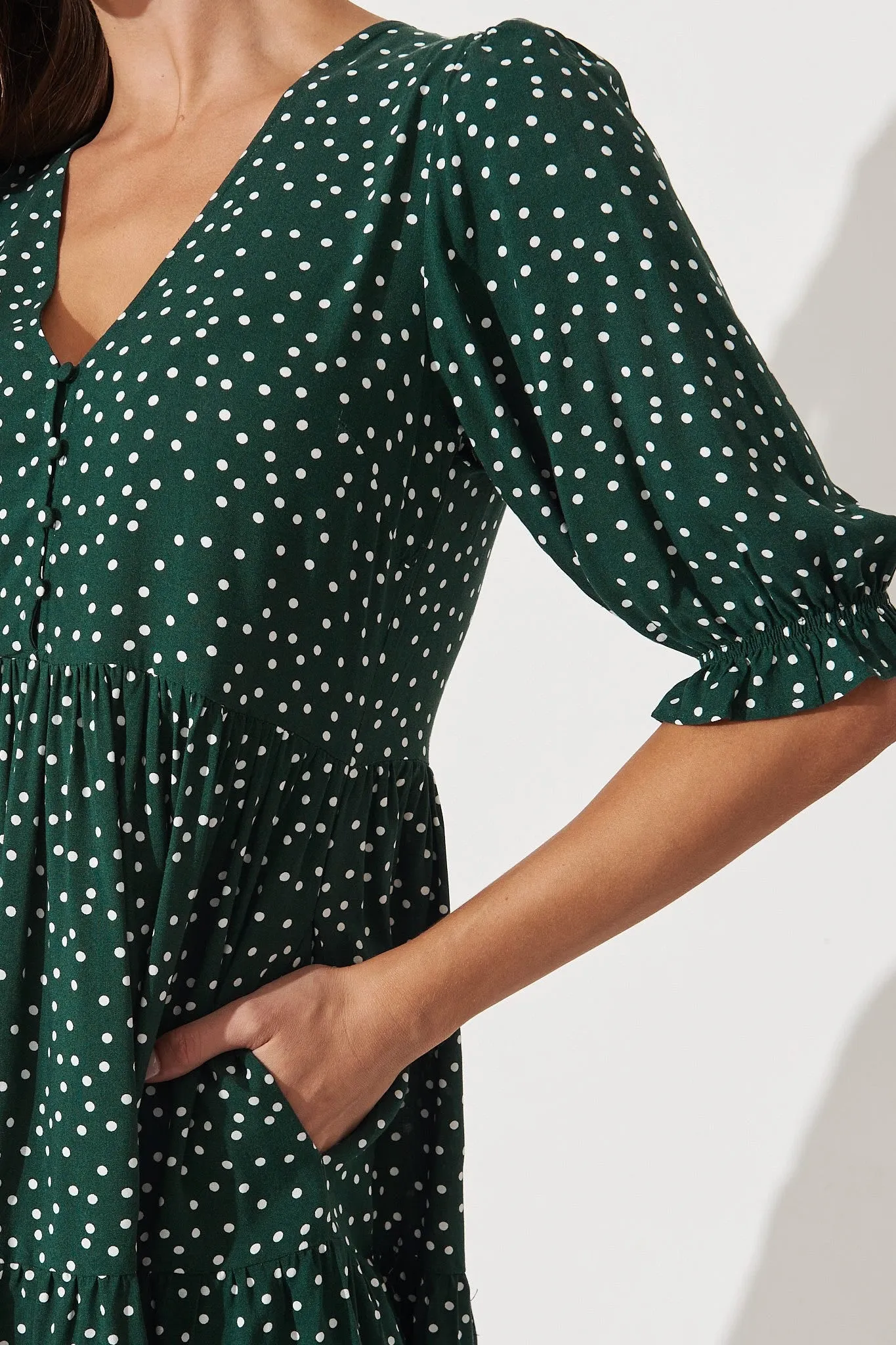 Sunny Dress In Emerald Green With White Spot sold by St Frock product image thumbnail 5