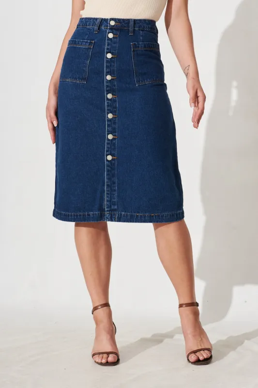 Sunflower Denim Skirt In Blue sold by St Frock
