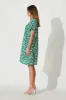 Nectar Smock Dress In Green And White Cotton Blend sold by St Frock