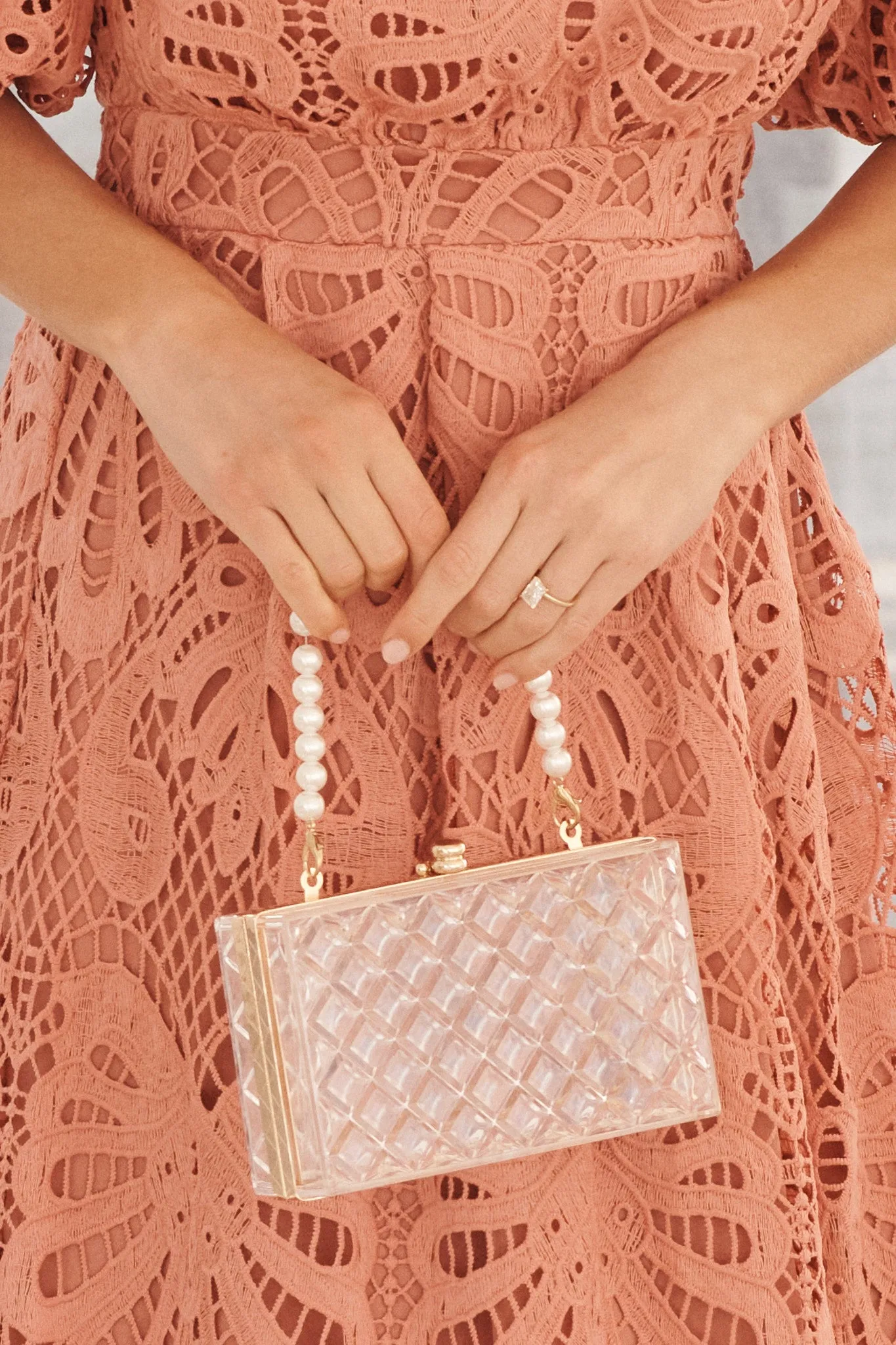 Gaia Clutch Bag In Clear Perspex sold by St Frock