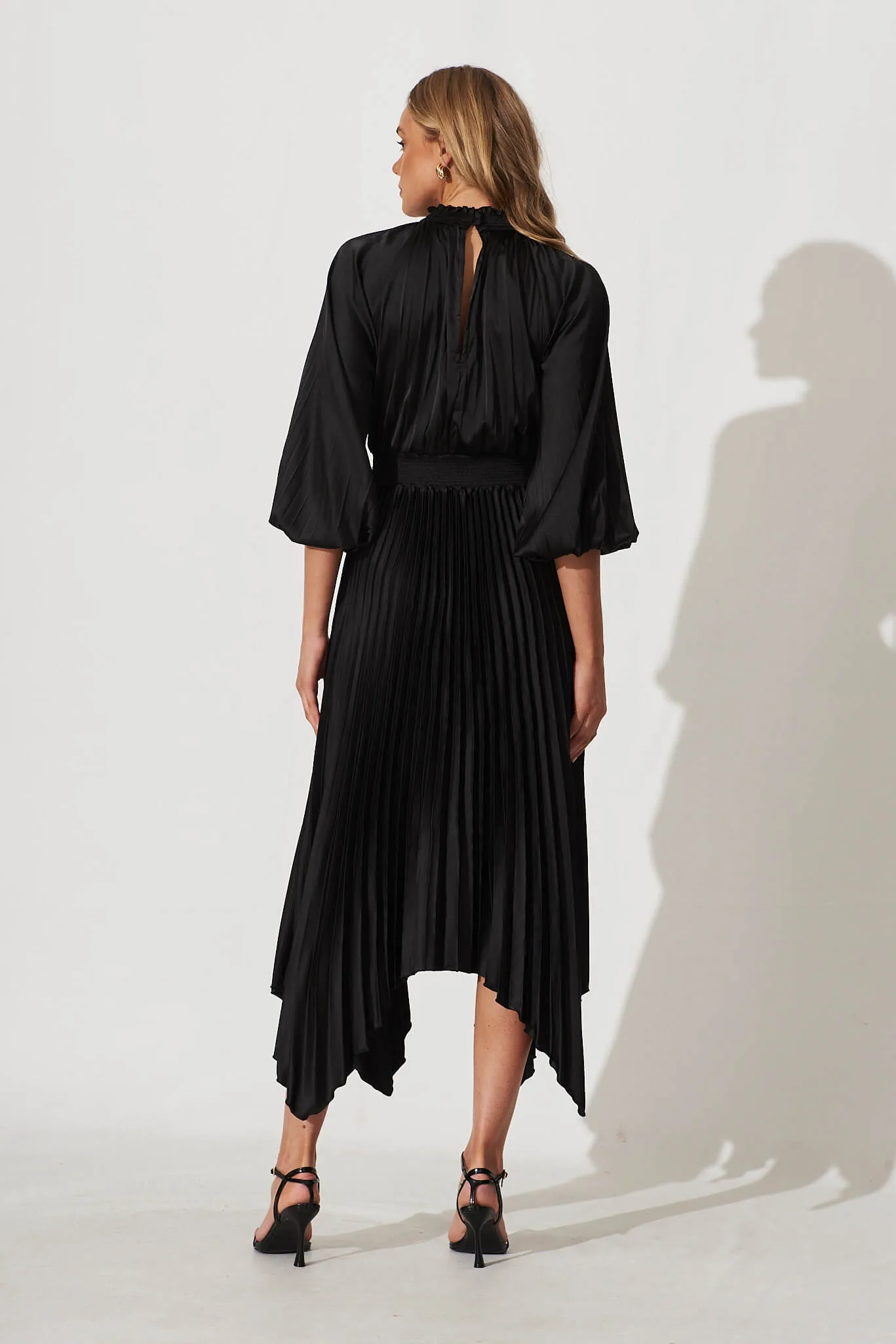 Nala Midi Dress In Black Satin sold by St Frock product image thumbnail 4